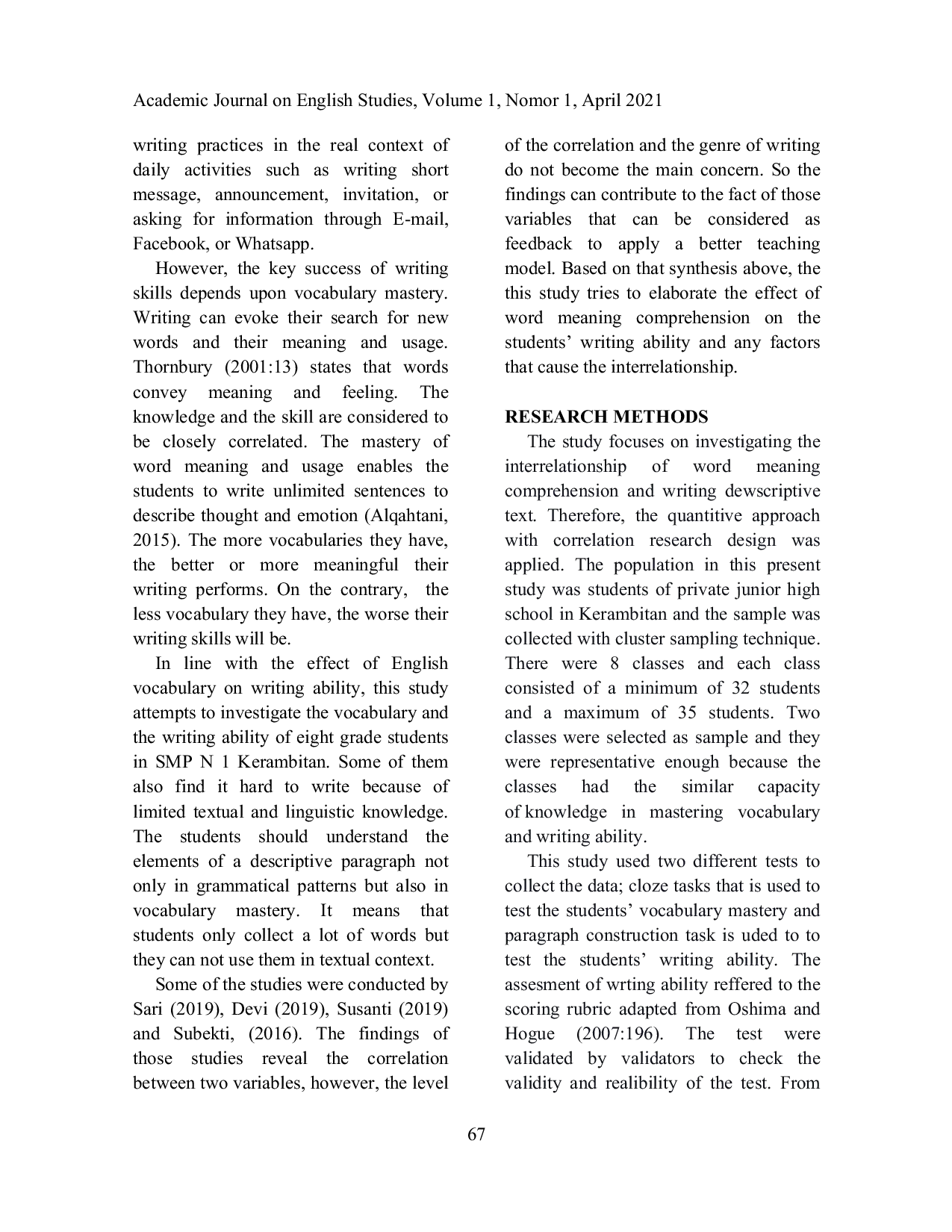 JURIS The Interrelationship Of English Lexicon Mastery On Paragraph Composing Skill