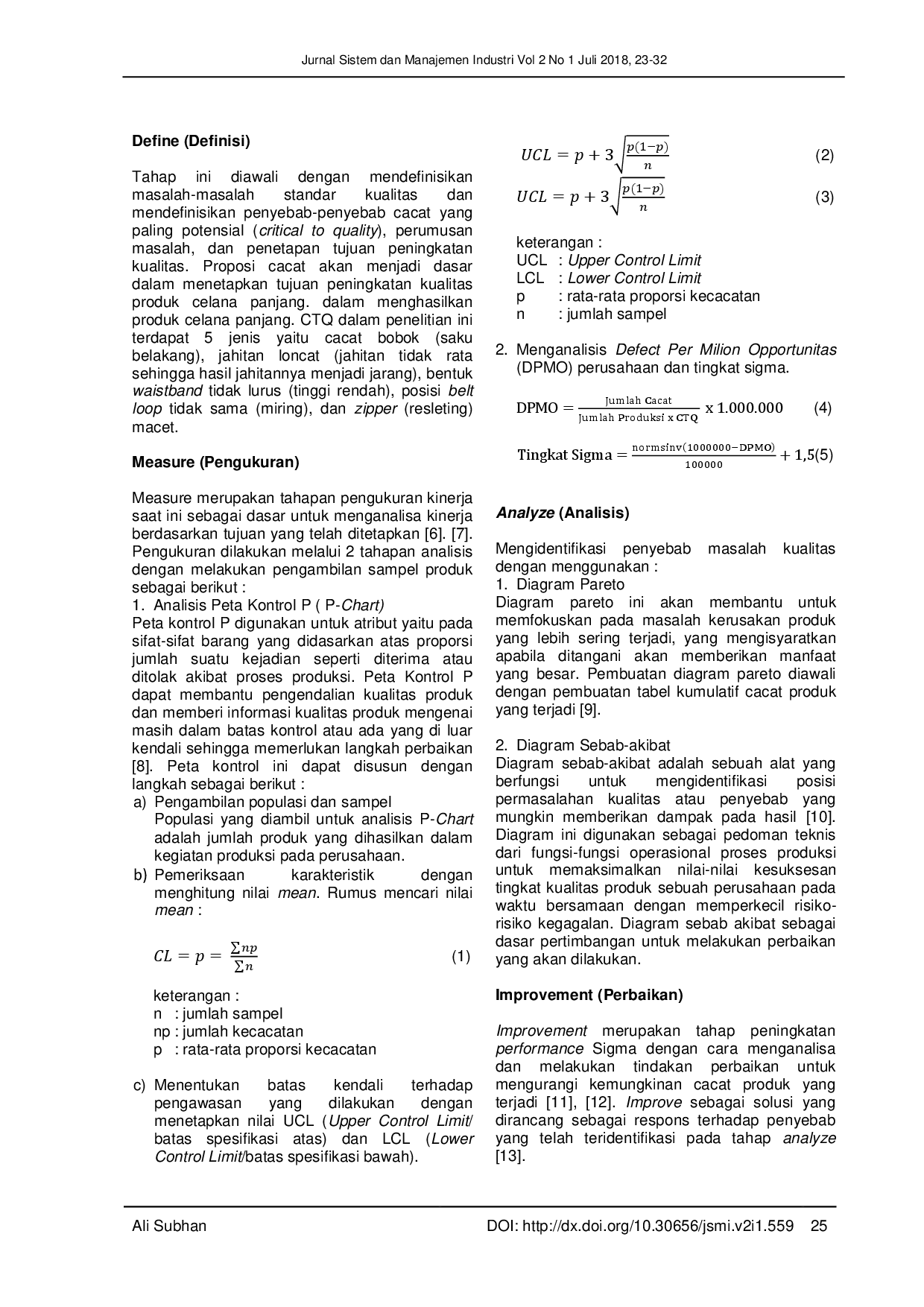 juris Optimalisasi Proses Produksi Celana Panjang Melalui Pendekatan Six Sigma