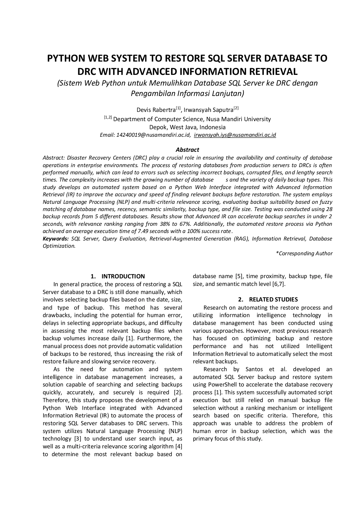 JURIS Python Web System To Restore Sql Server Database To Drc With Advanced Information Retrieval