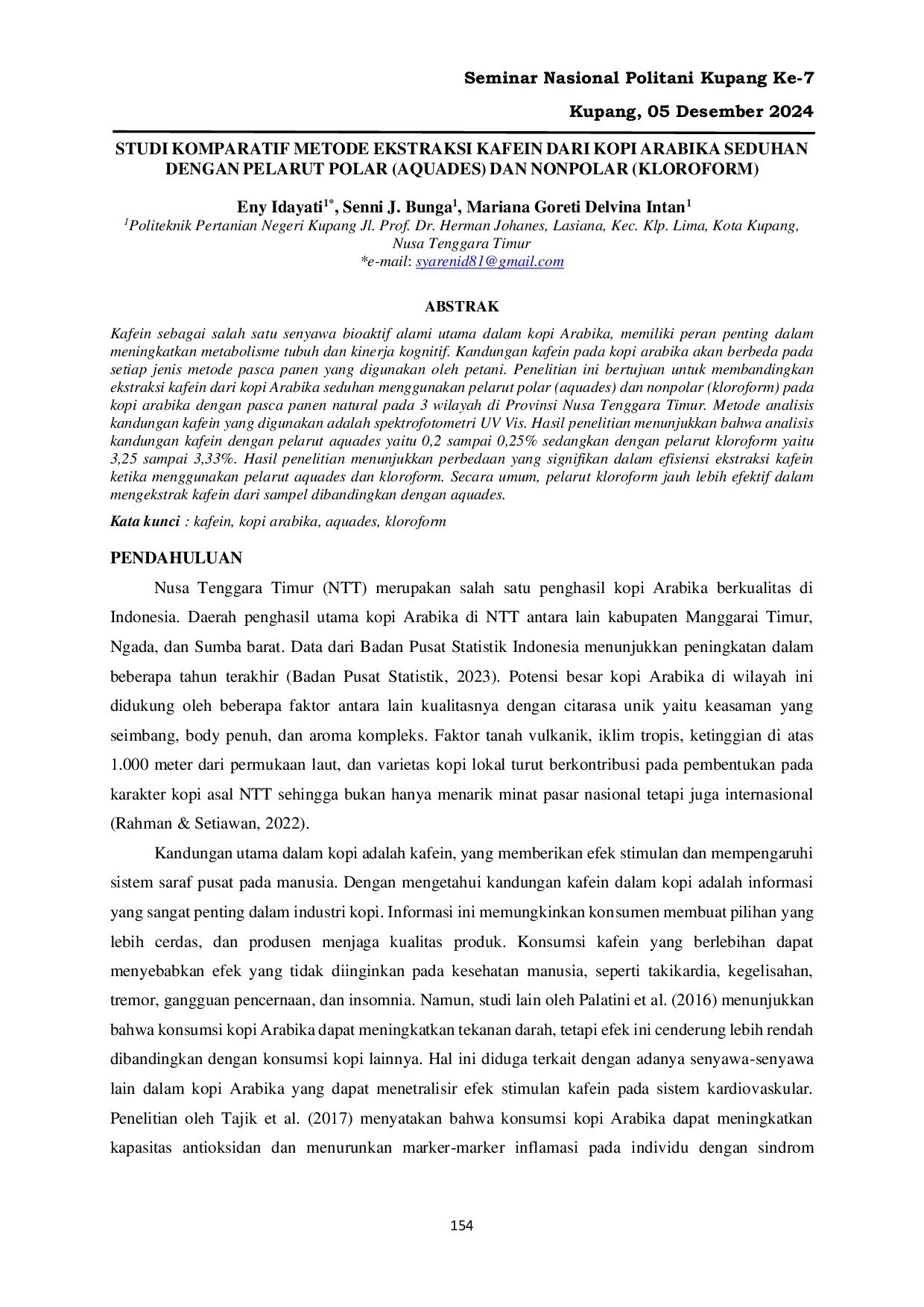 JURIS Studi Komparatif Metode Ekstraksi Kafein Dari Kopi Arabika Seduhan Dengan Pelarut Polar Aquades Dan Nonpolar Kloroform