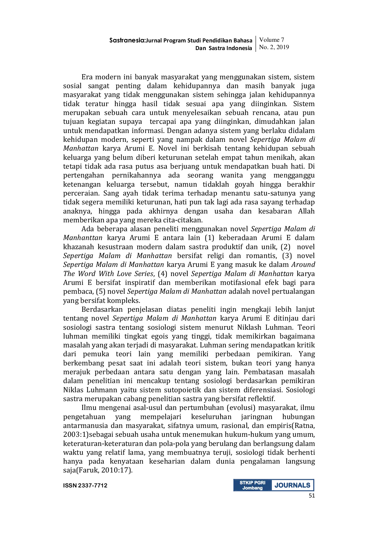 JURIS Niklash Luhmann s Social System In A One Third Night Novel In Manhattan By Arumi E