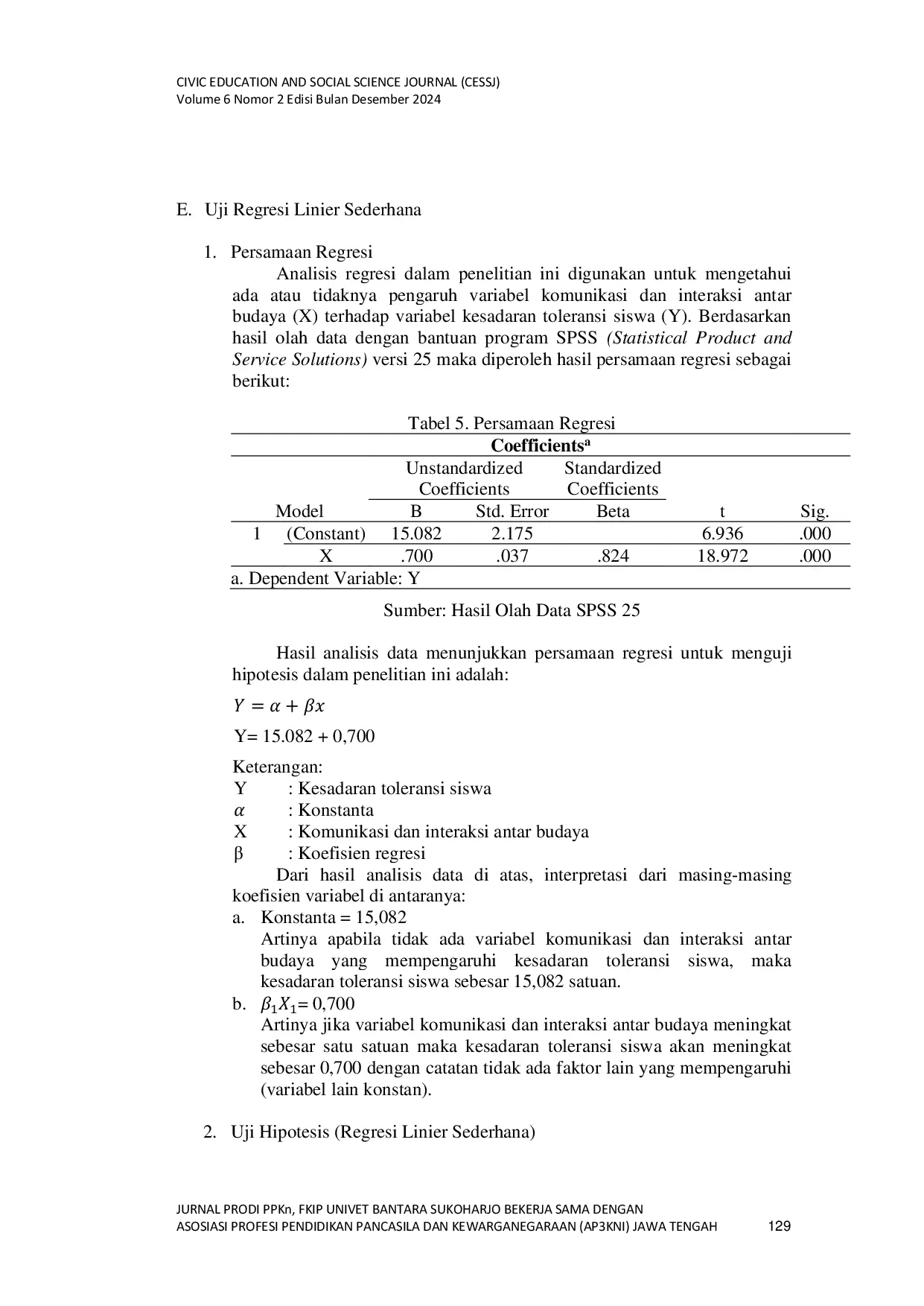 JURIS Pengaruh Komunikasi dan Interaksi antar Budaya terhadap Kesadaran Toleransi Siswa di SMA Negeri 5 Yogyakarta