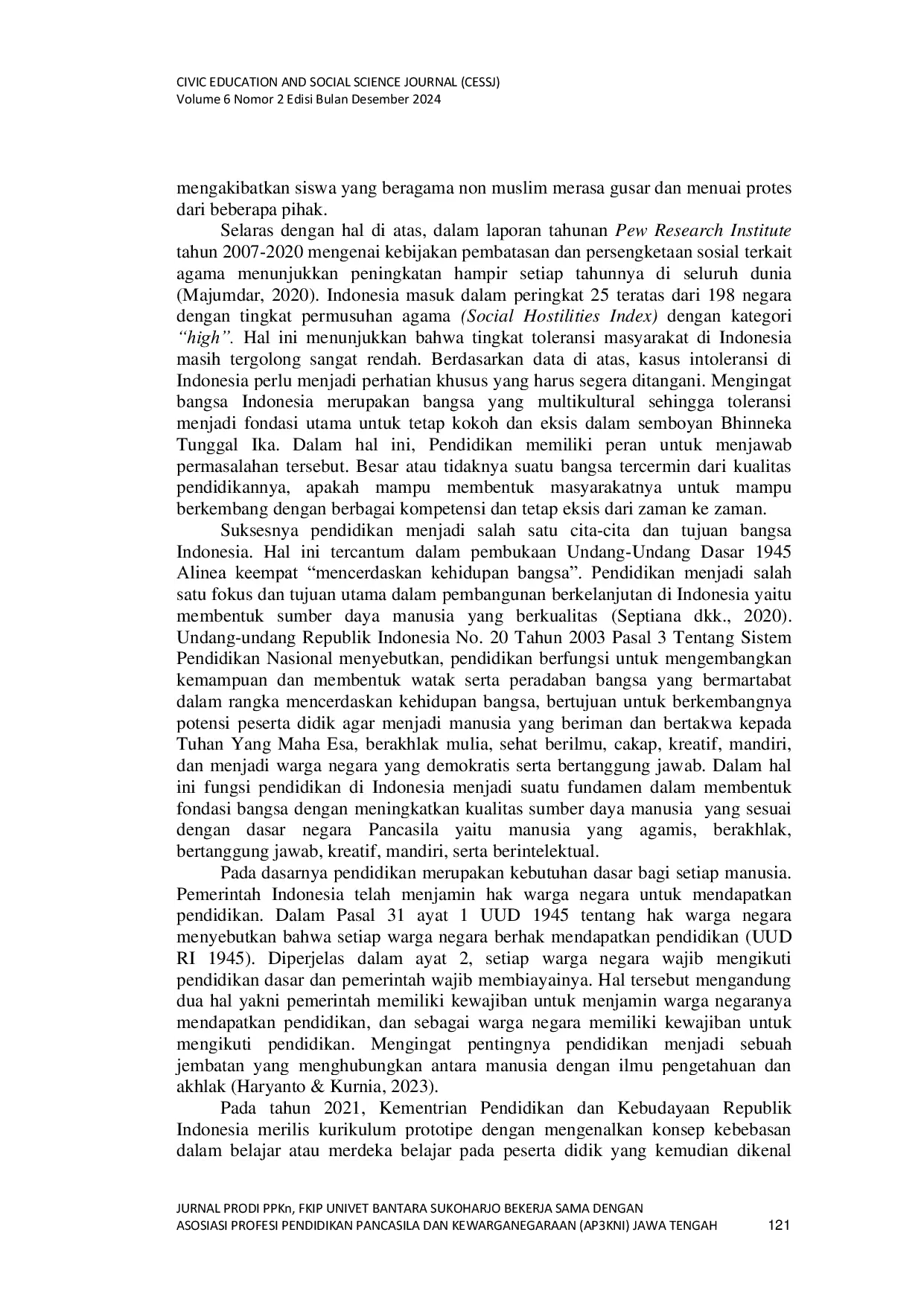 JURIS Pengaruh Komunikasi dan Interaksi antar Budaya terhadap Kesadaran Toleransi Siswa di SMA Negeri 5 Yogyakarta