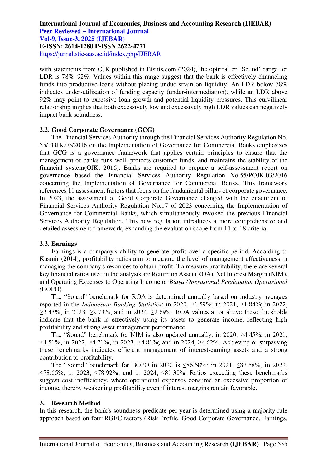 juris ANALISIS TINGKAT KESEHATAN BANK MENGGUNAKAN METODE RGEC RISK PROFILE GOOD CORPORATE GOVERNANCE EARNINGS CAPITAL PADA PT BANK PEMBANGUNAN DAERAH JAWA TIMUR TBK UNTUK PERIODE 2020 2024