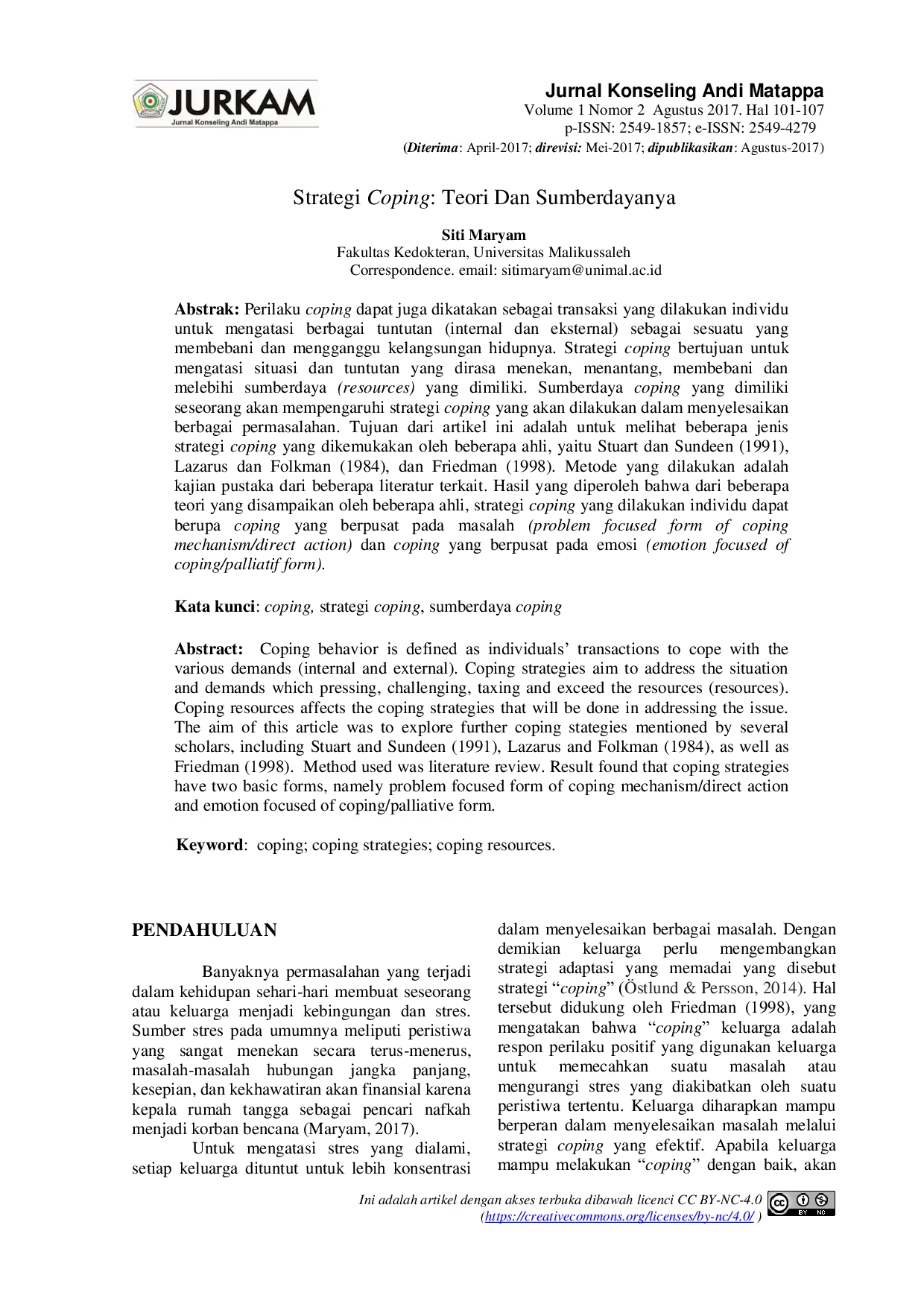 JURIS Strategi Coping Teori Dan Sumberdayanya