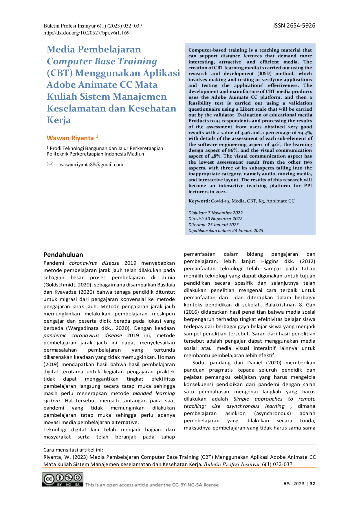 JURIS Media Pembelajaran Computer Base Training CBT Menggunakan Aplikasi Adobe Animate CC Mata Kuliah Sistem Manajemen Keselamatan dan Kesehatan Kerja