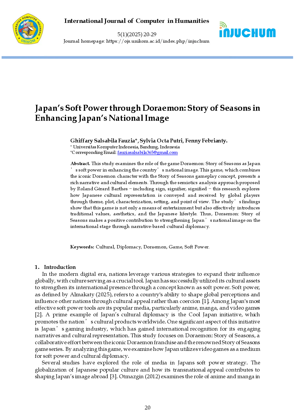 juris Japan s Soft Power through Doraemon Story of Seasons in Enhancing Japan s National Image