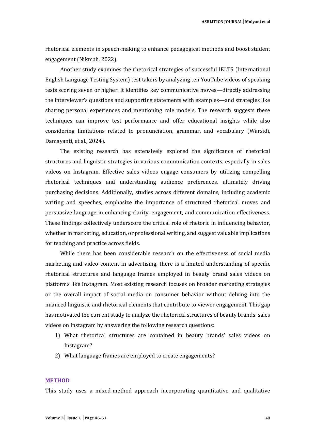 JURIS Rhetorical Structures of Beauty Brands Sales Videos on Instagram