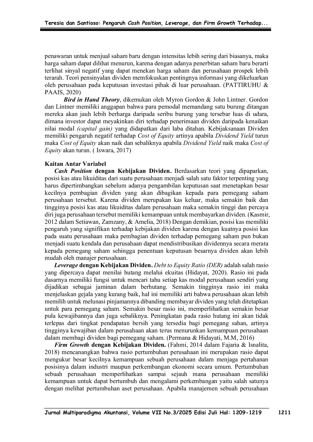 JURIS Pengaruh Cash Position Leverage dan Firm Growth Terhadap Kebijakan Dividen
