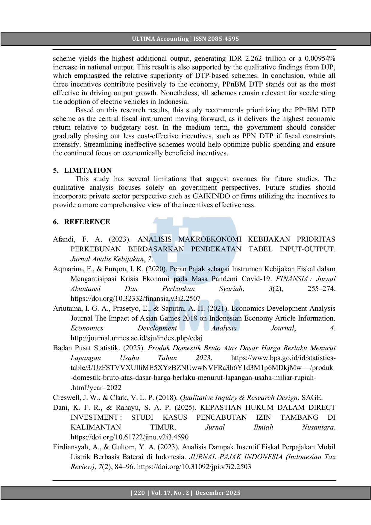 JURIS Comparative Analysis of Tax Incentives for Electric Vehicle and Economic Impact Estimation Input Output Analysis