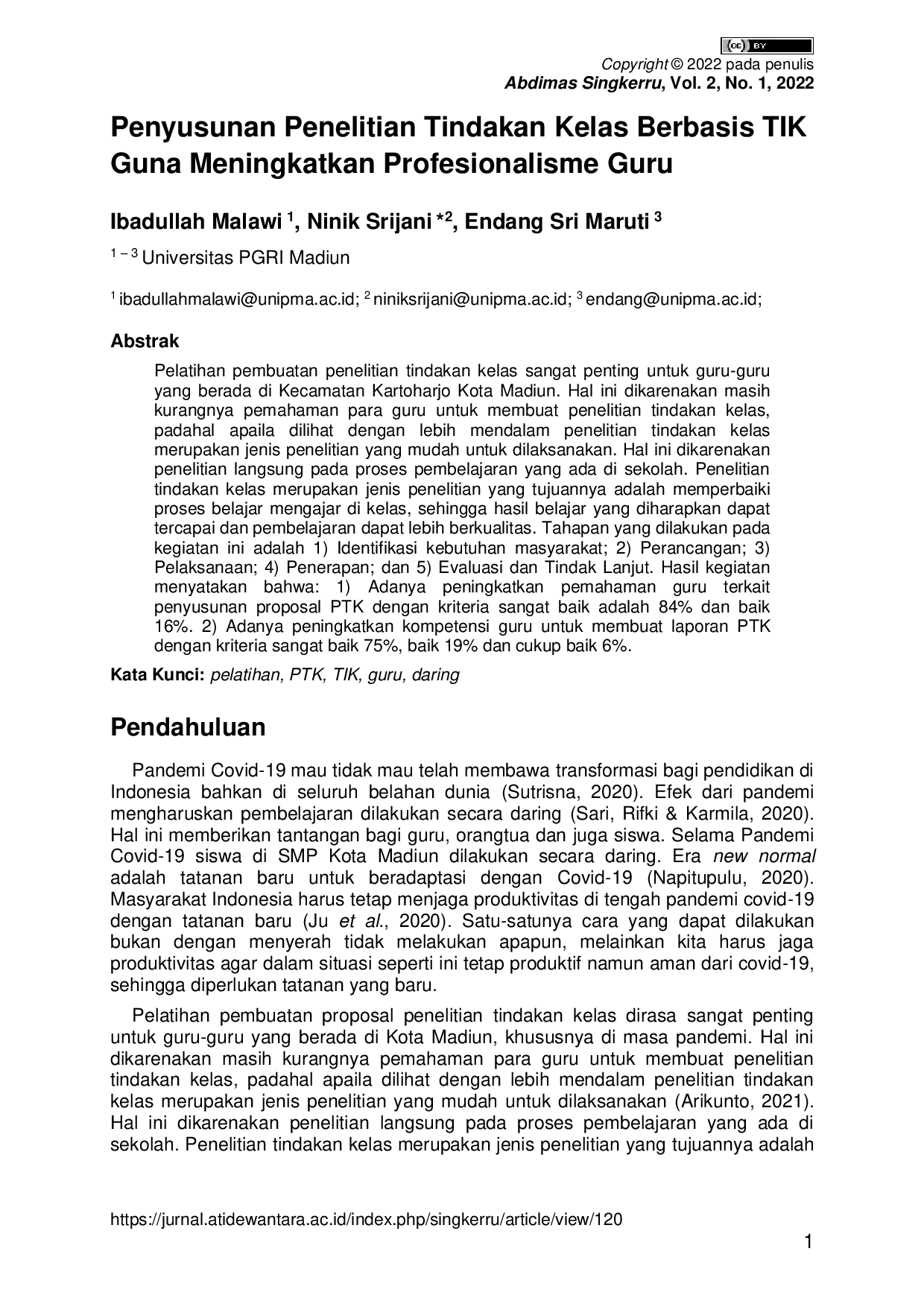 JURIS Penyusunan Penelitian Tindakan Kelas Berbasis TIK Guna Meningkatkan Profesionalisme Guru