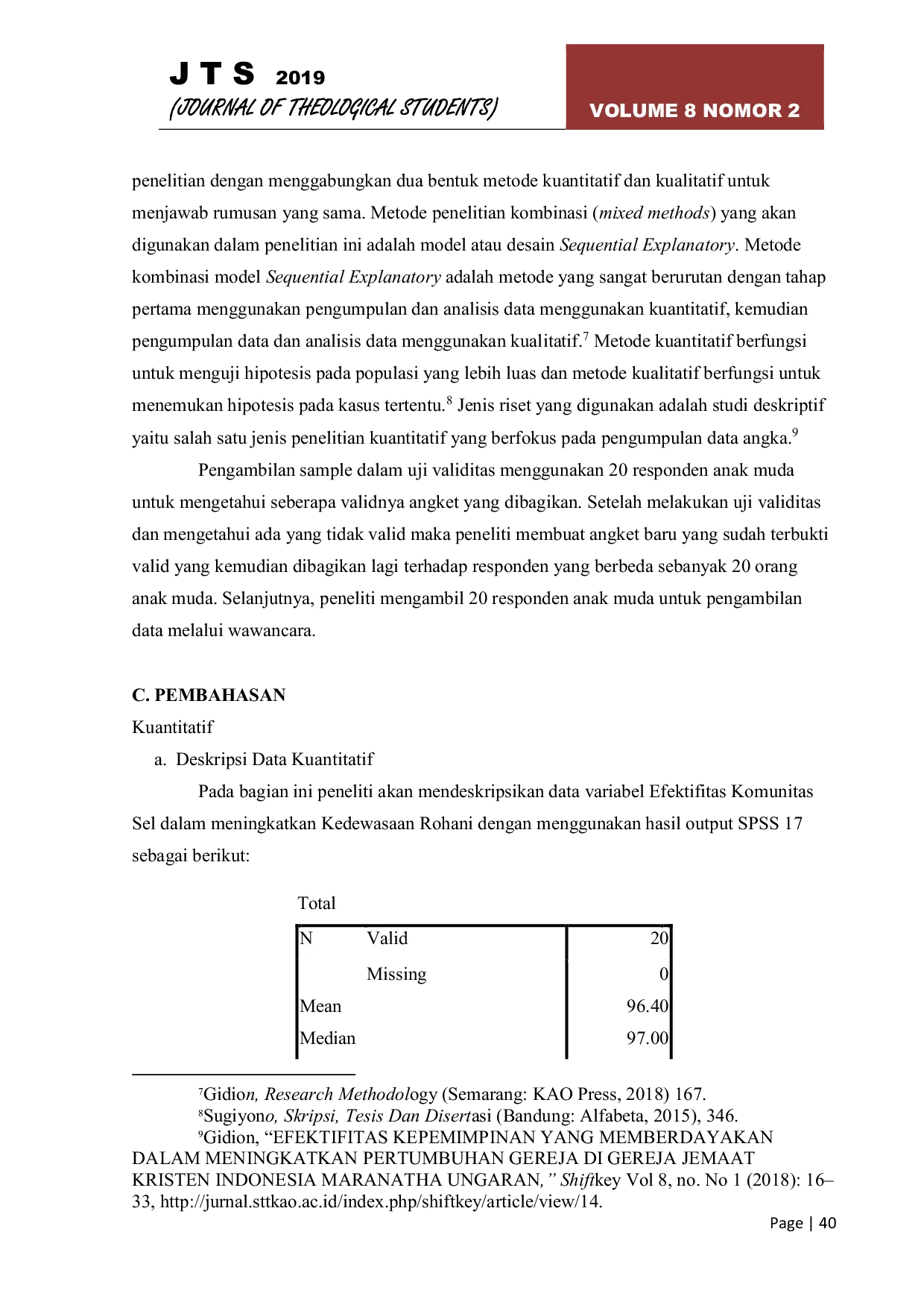 JURIS Efektivitas Komunitas Sel dalam Meningkatkan Kedewasaan Rohani Anak Muda