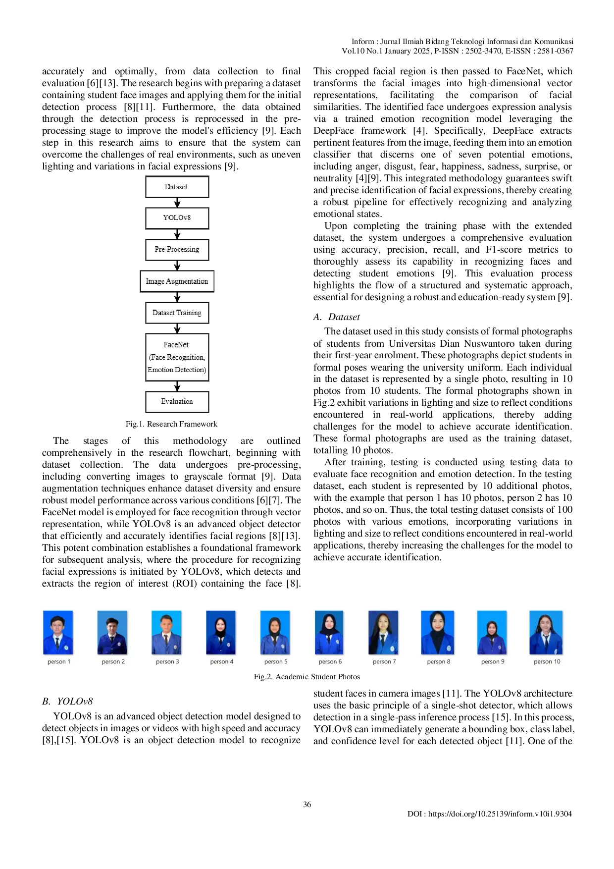 JURIS Optimizing Face Recognition and Emotion Detection in Student Identification Using FaceNet and YOLOv8 Models