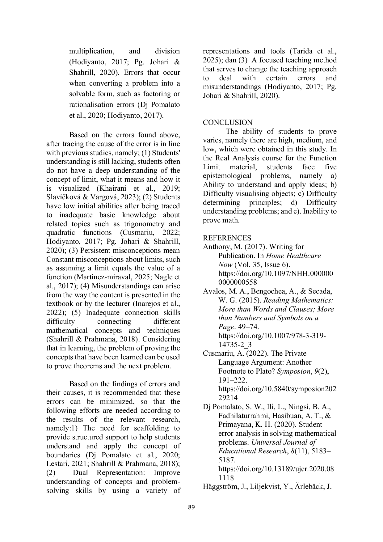JURIS Analysis of Students Difficulties Based on Epistemological Aspects in Function Limit Proving Problem