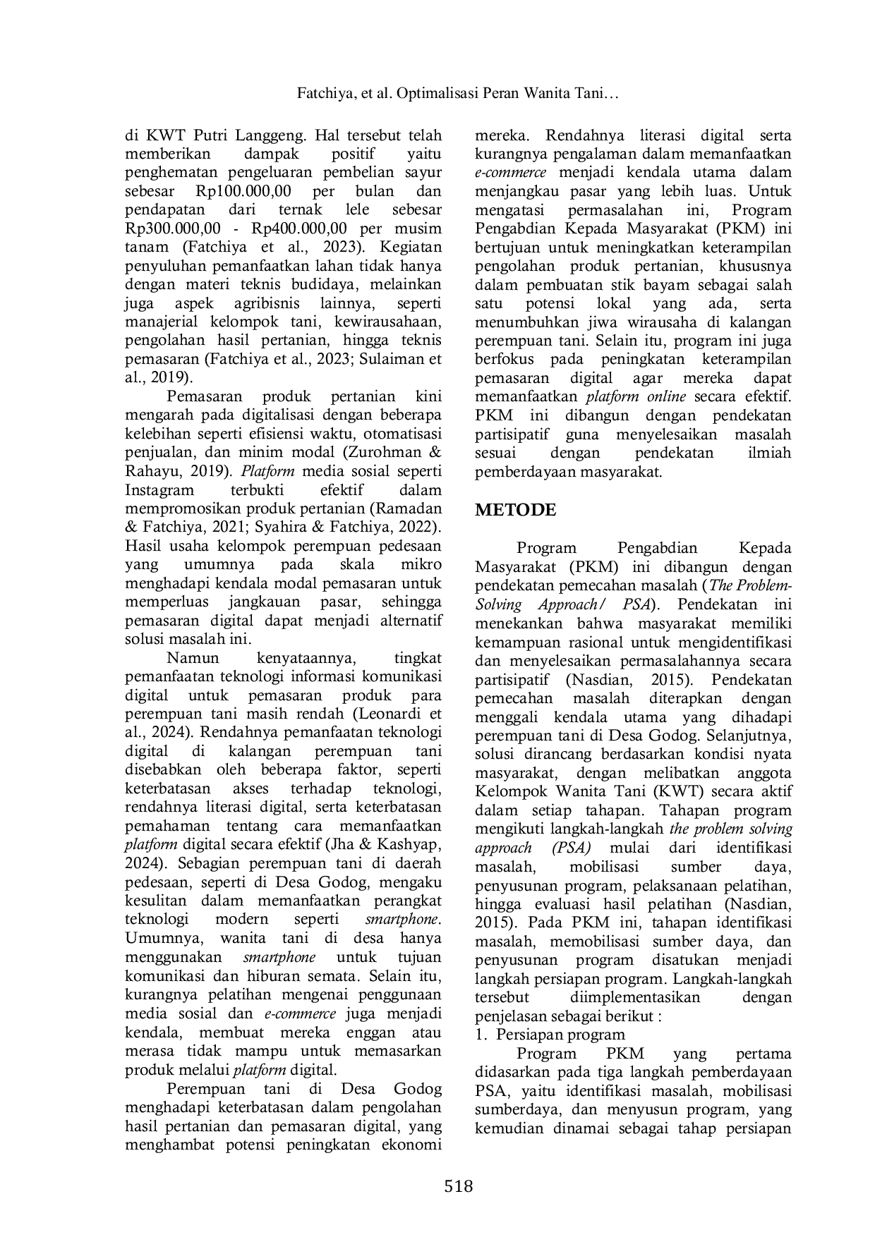 JURIS Optimalisasi Peran Wanita Tani Melalui Pemanfaatan Hasil Pekarangan dan Pemasaran Daring