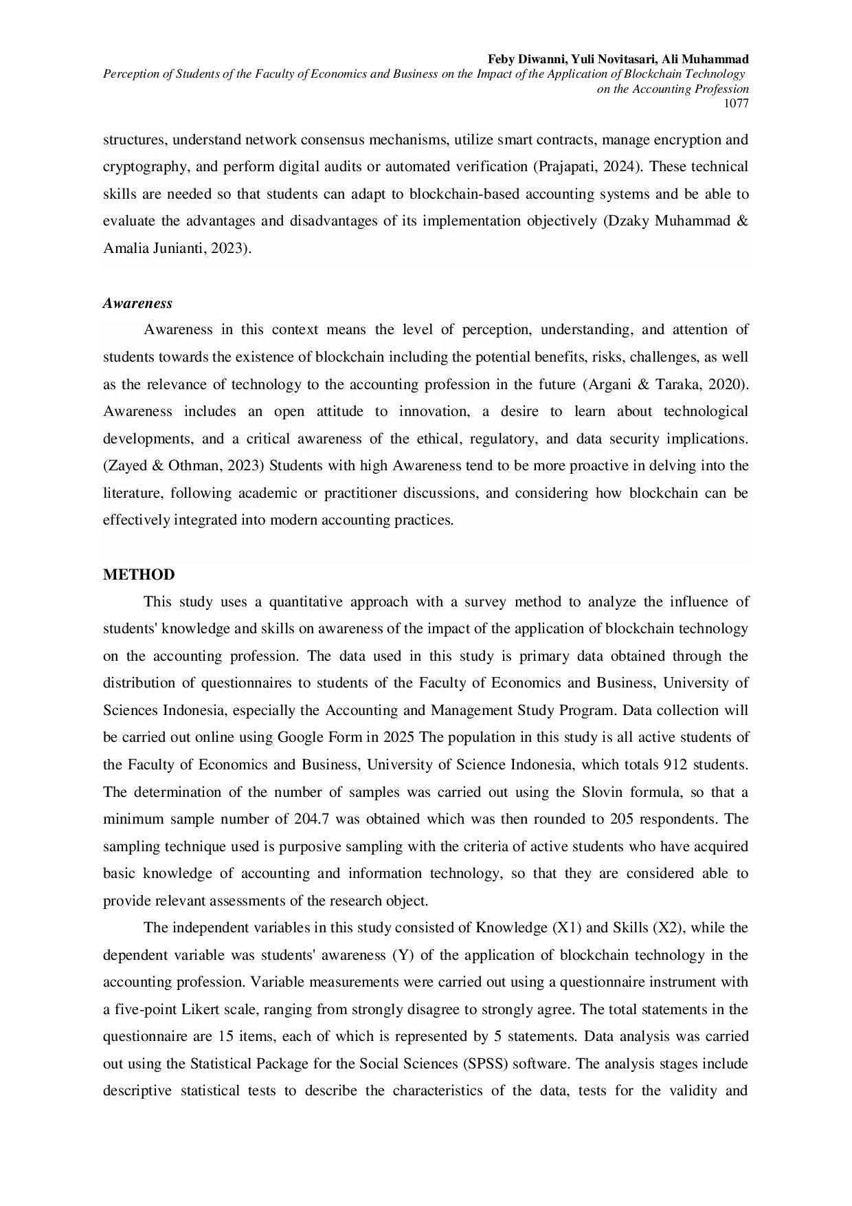 JURIS PERCEPTION OF STUDENTS OF THE FACULTY OF ECONOMICS AND BUSINESS ON THE IMPACT OF THE APPLICATION OF BLOCKCHAIN TECHNOLOGY ON THE ACCOUNTING PROFESSION