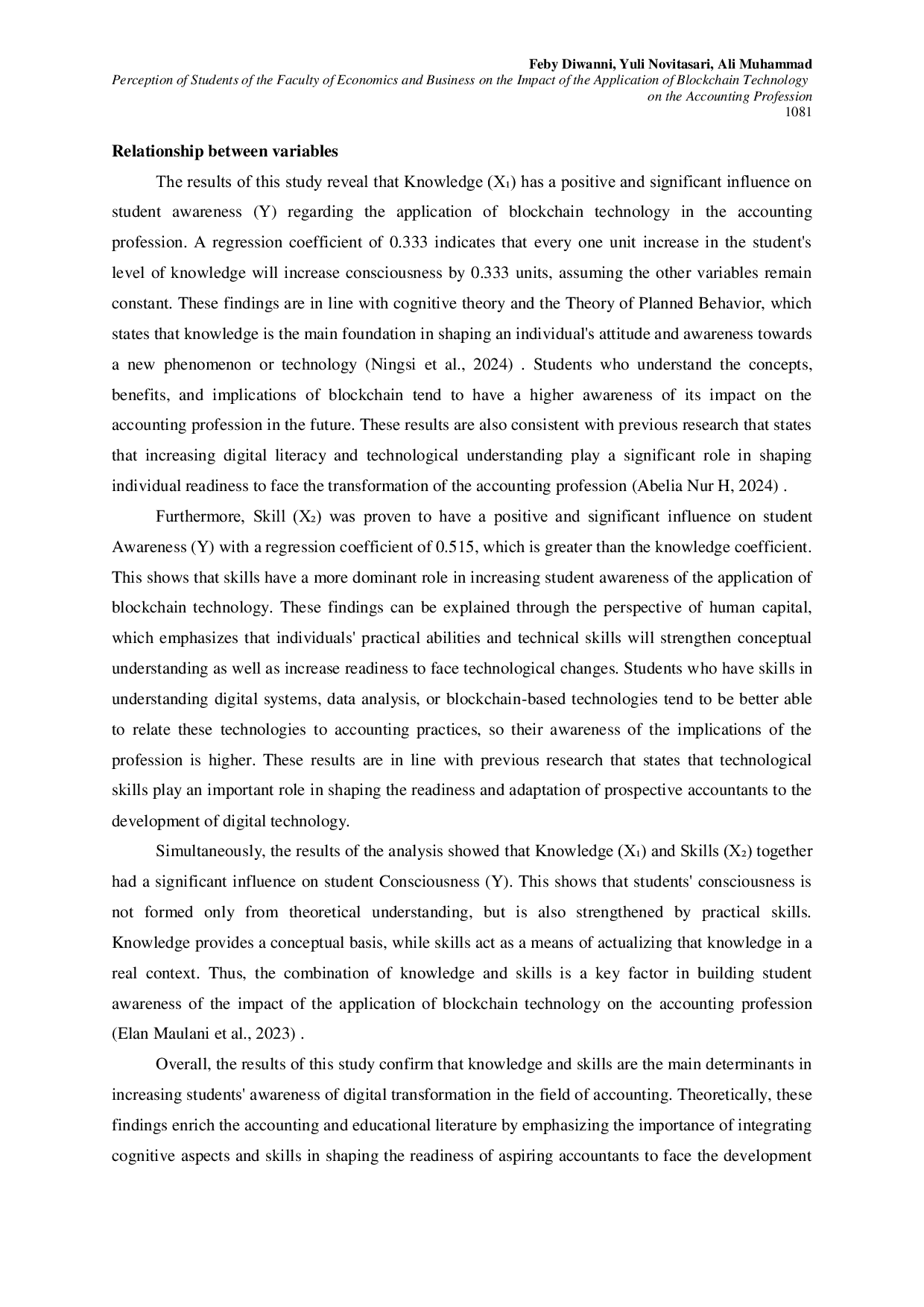JURIS PERCEPTION OF STUDENTS OF THE FACULTY OF ECONOMICS AND BUSINESS ON THE IMPACT OF THE APPLICATION OF BLOCKCHAIN TECHNOLOGY ON THE ACCOUNTING PROFESSION