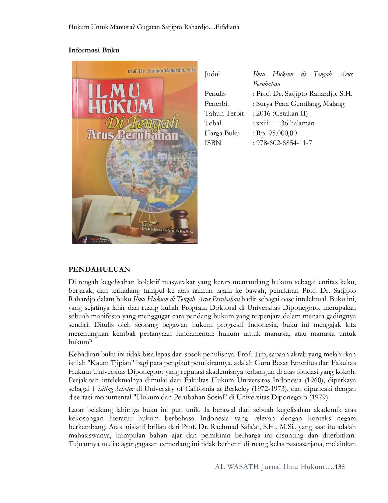 JURIS Hukum Untuk Manusia Gugatan Satjipto Rahardjo