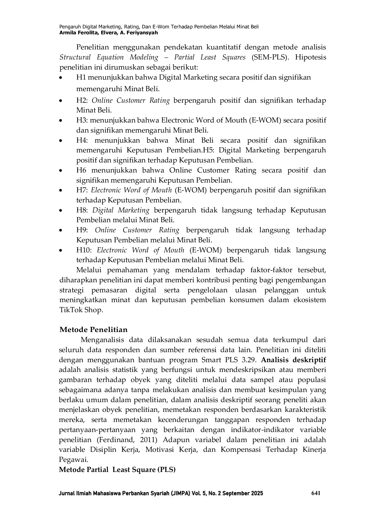 JURIS Pengaruh Digital Marketing Rating Dan E Wom Terhadap Pembelian Melalui Minat Beli