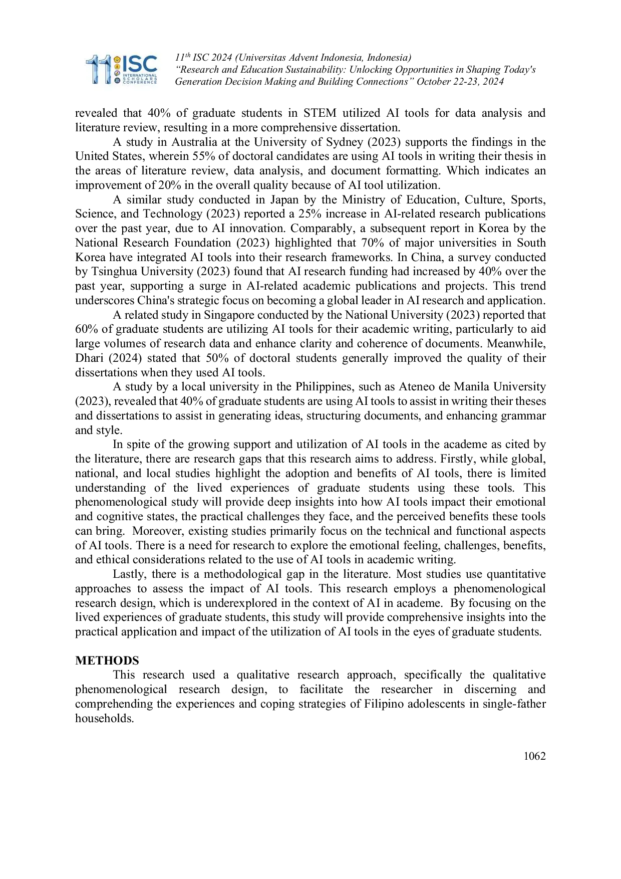JURIS Lived Experienced of Graduate Students in Writing Their Academic Research Paper using Artificial Intelligence AI Tools