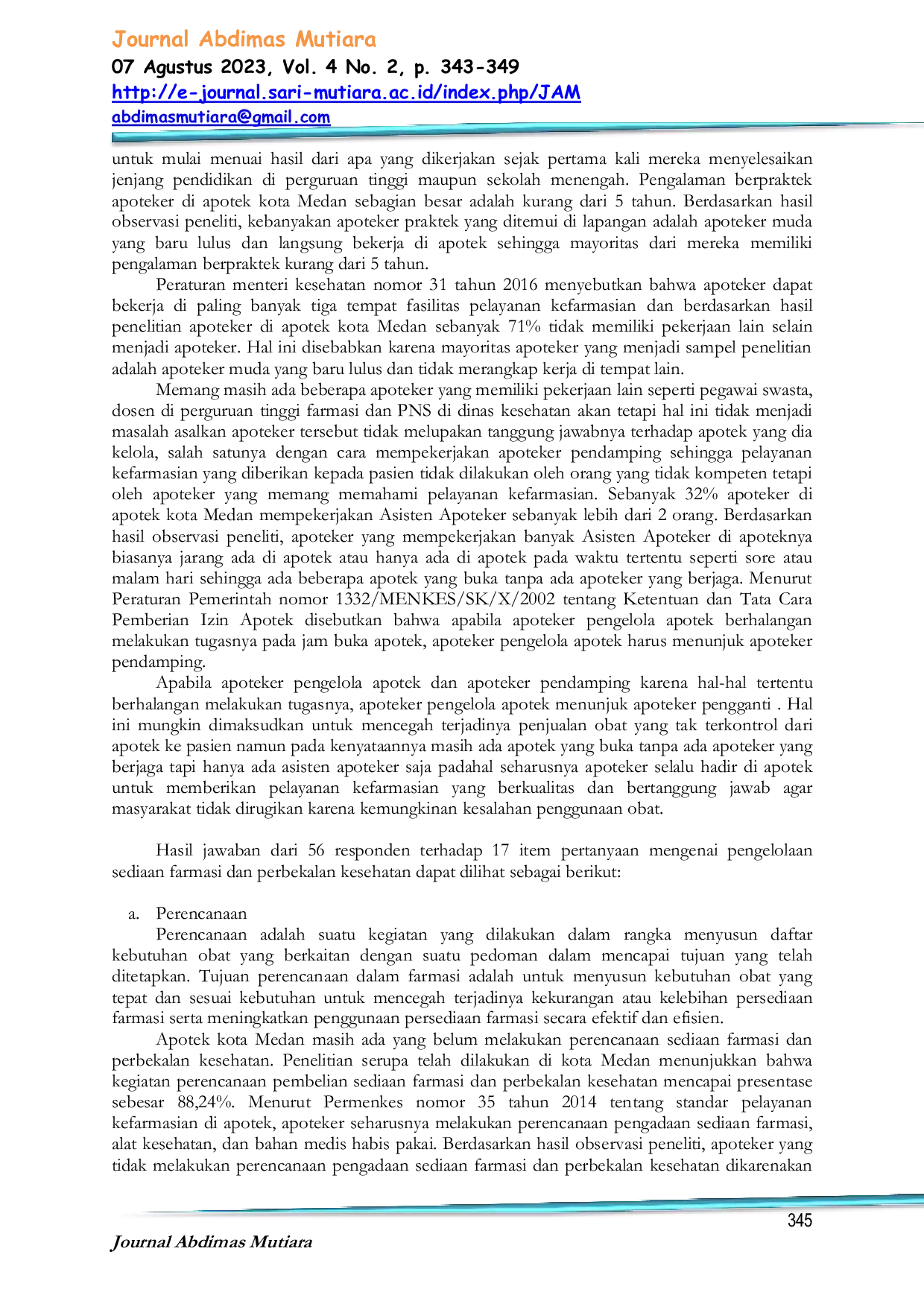 JURIS Pelatihan Praktik Pelayanan Kefarmasian di Apotek Wilayah kota Medan