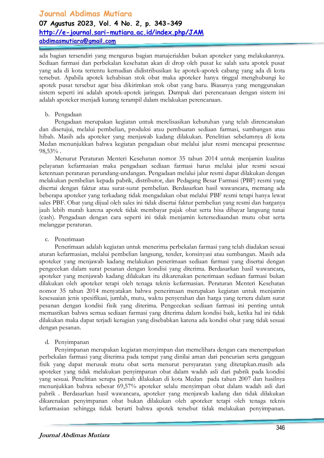 JURIS Pelatihan Praktik Pelayanan Kefarmasian di Apotek Wilayah kota Medan