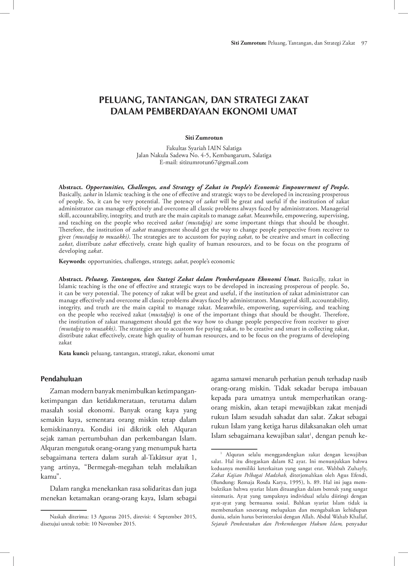 juris Peluang Tantangan dan Stategi Zakat dalam Pemberdayaan Ekonomi Umat
