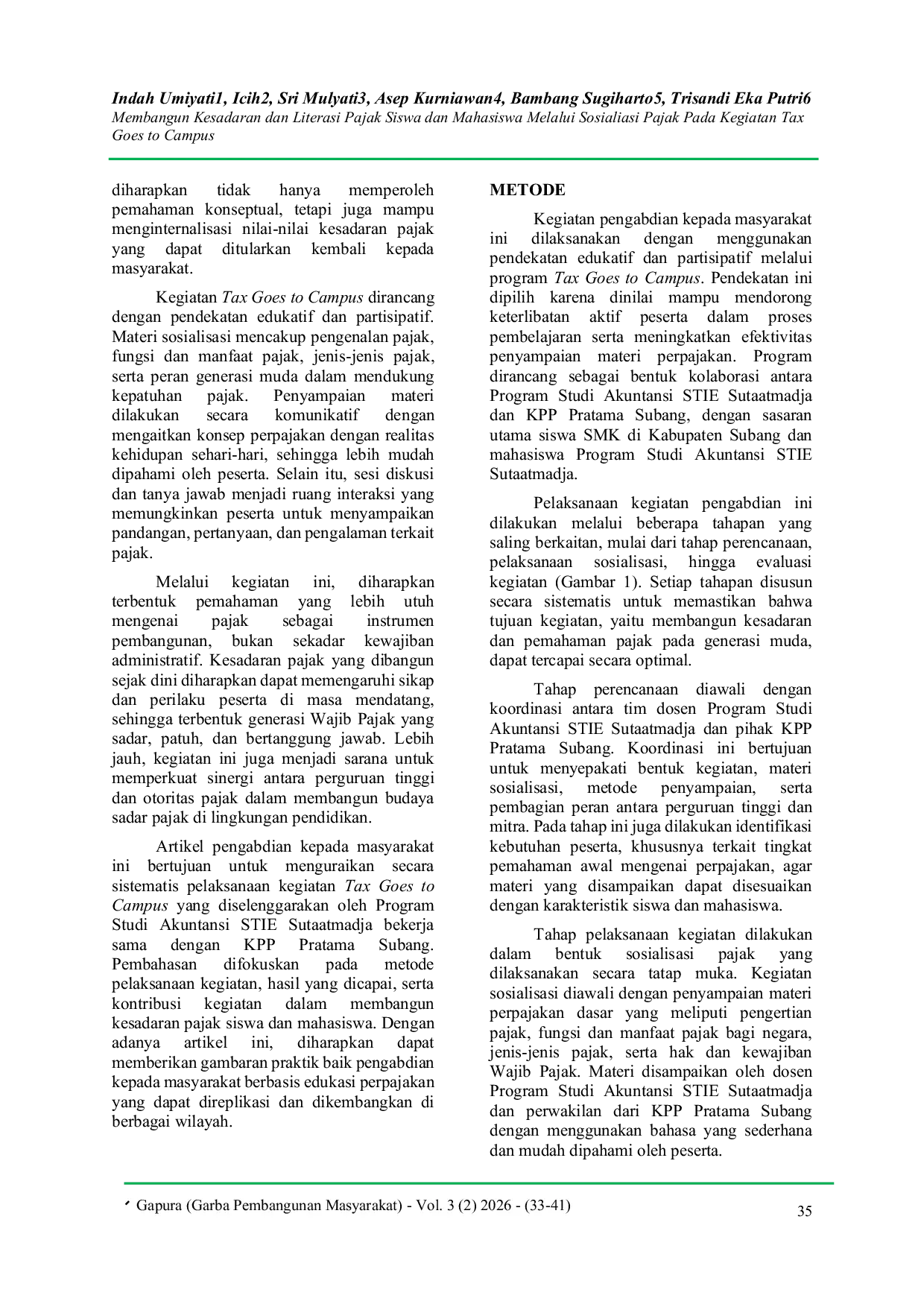 JURIS Membangun Kesadaran Dan Literasi Pajak Siswa Dan Mahasiswa Melalui Sosialisasi Pajak Pada Kegiatan Tax Goes To Campus