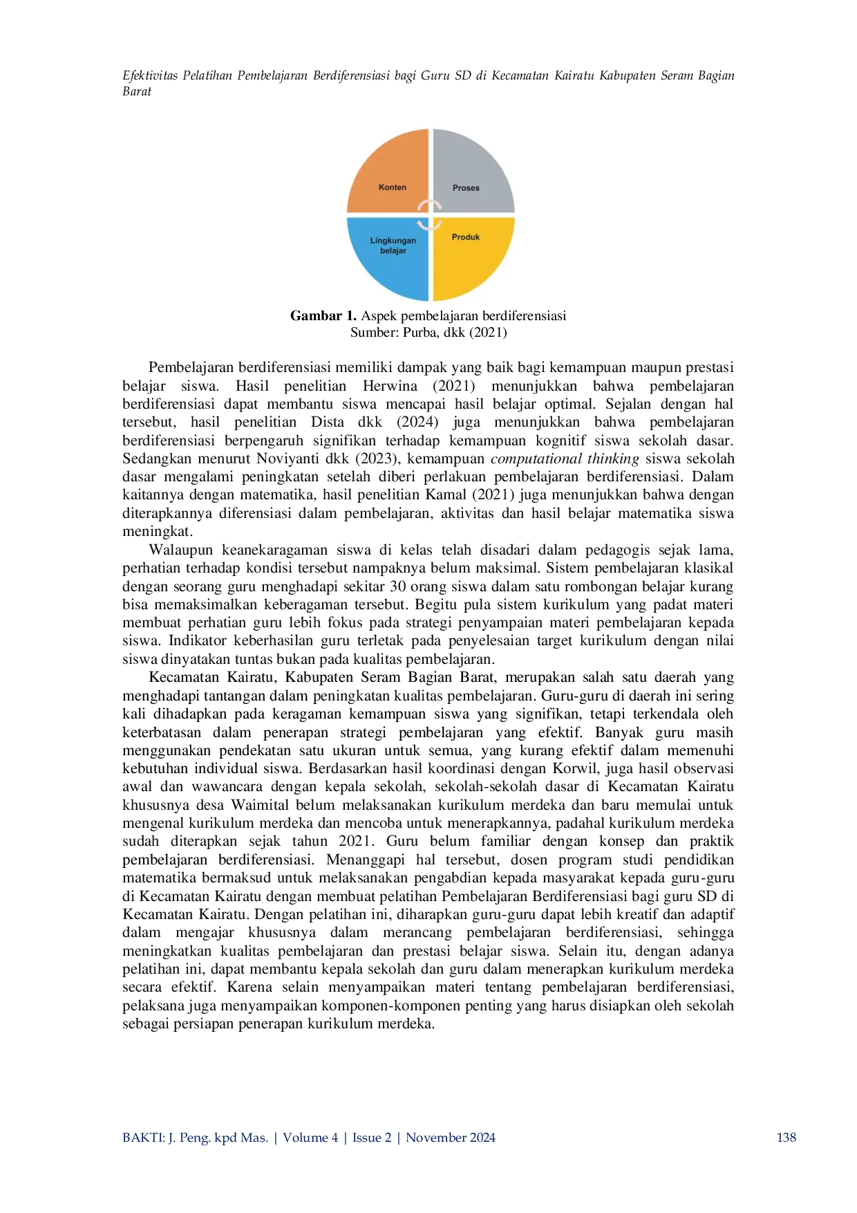JURIS Efektivitas Pelatihan Pembelajaran Berdiferensiasi bagi Guru SD di Kecamatan Kairatu Kabupaten Seram Bagian Barat