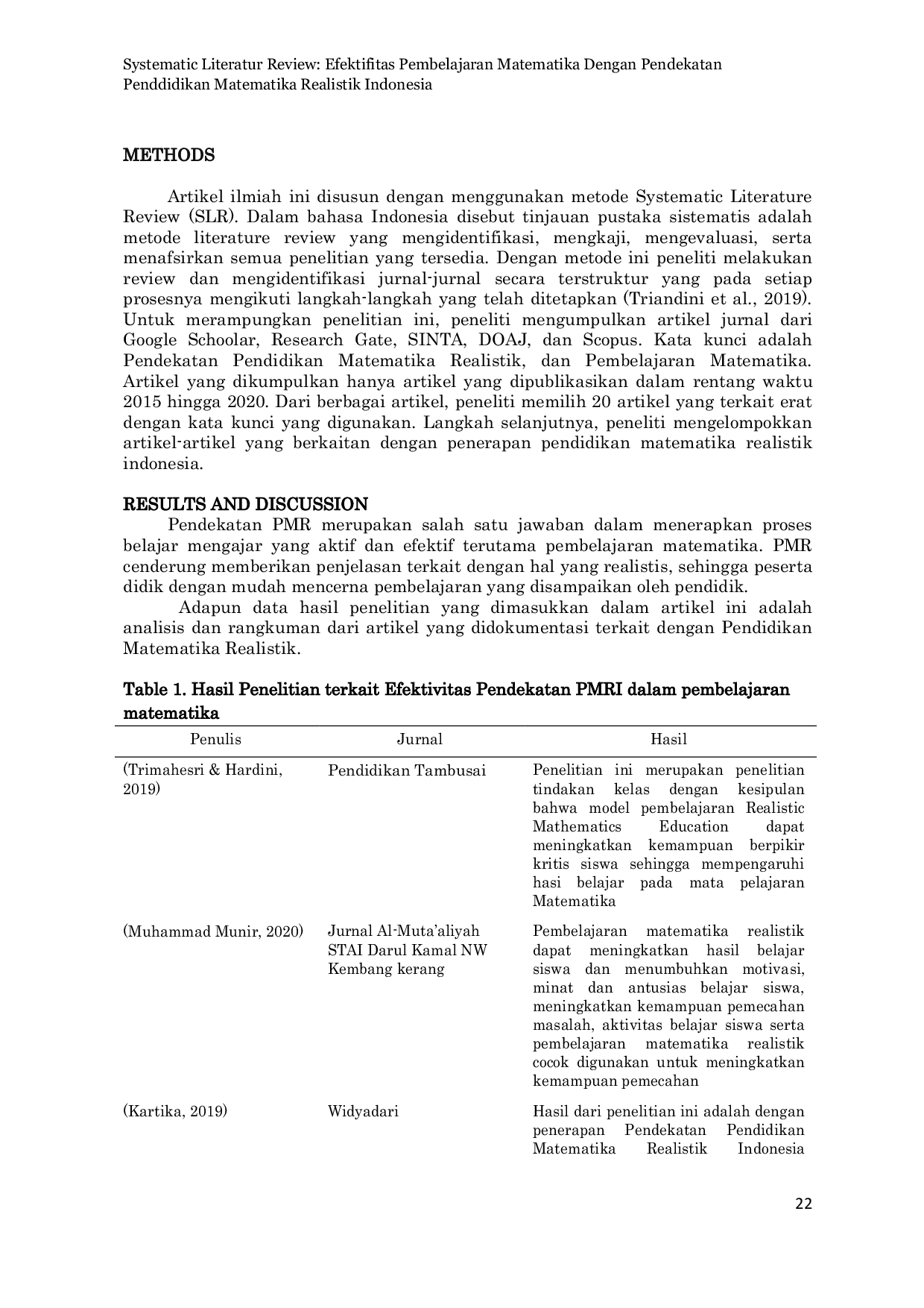 JURIS Systematic Literatur Review Efektifitas Pembelajaran Matematika Dengan Pendekatan Penddidikan Matematika Realistik Indonesia