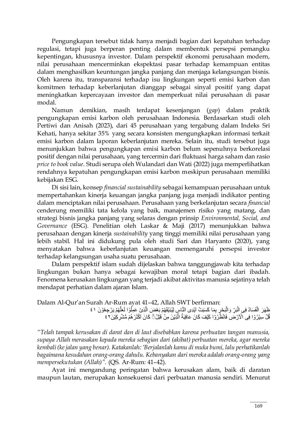 JURIS Pengaruh Pengungkapan Emisi Karbon dan Financial Sustainability Terhadap Nilai Perusahaan Dengan Media Exposure Sebagai Variabel Moderasi