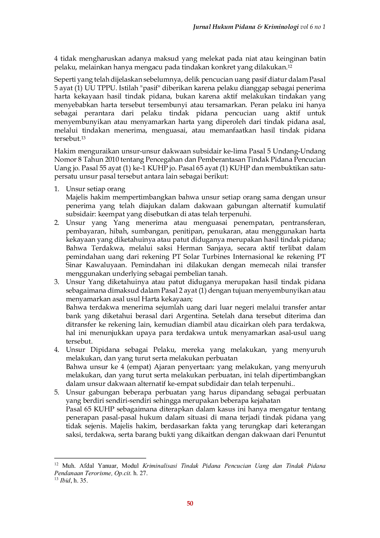 JURIS Analisis Pertimbangan Hakim Berdasarkan Fakta Di Persidangan Dalam Perkara Tindak Pidana Pencucian Uang