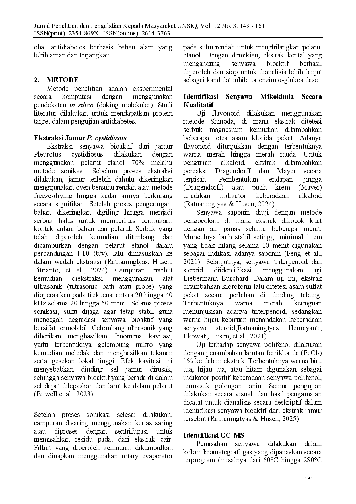 juris DOKING MOLEKULER IN SILICO SENYAWA BIOAKTIF EKSTRAK ETANOL ABALONE OYSTER MUSHROOMS Pleurotus cystidiosus SEBAGAI INHIBITOR ENZIM GLUKOSIDASE