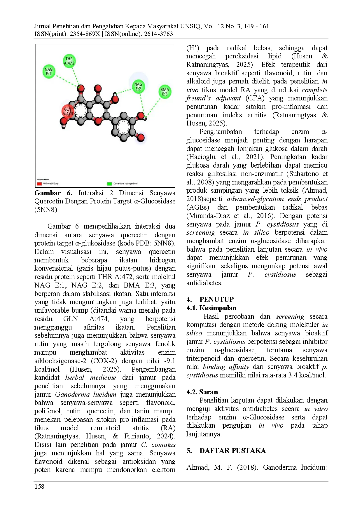 juris DOKING MOLEKULER IN SILICO SENYAWA BIOAKTIF EKSTRAK ETANOL ABALONE OYSTER MUSHROOMS Pleurotus cystidiosus SEBAGAI INHIBITOR ENZIM GLUKOSIDASE