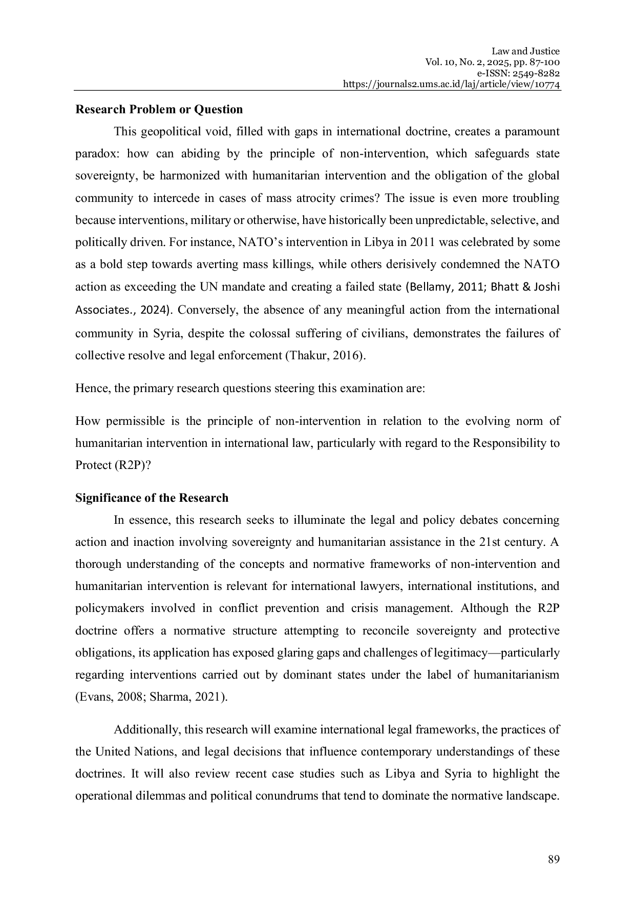 JURIS The Principle of Non Intervention in the Age of Humanitarian Crises
