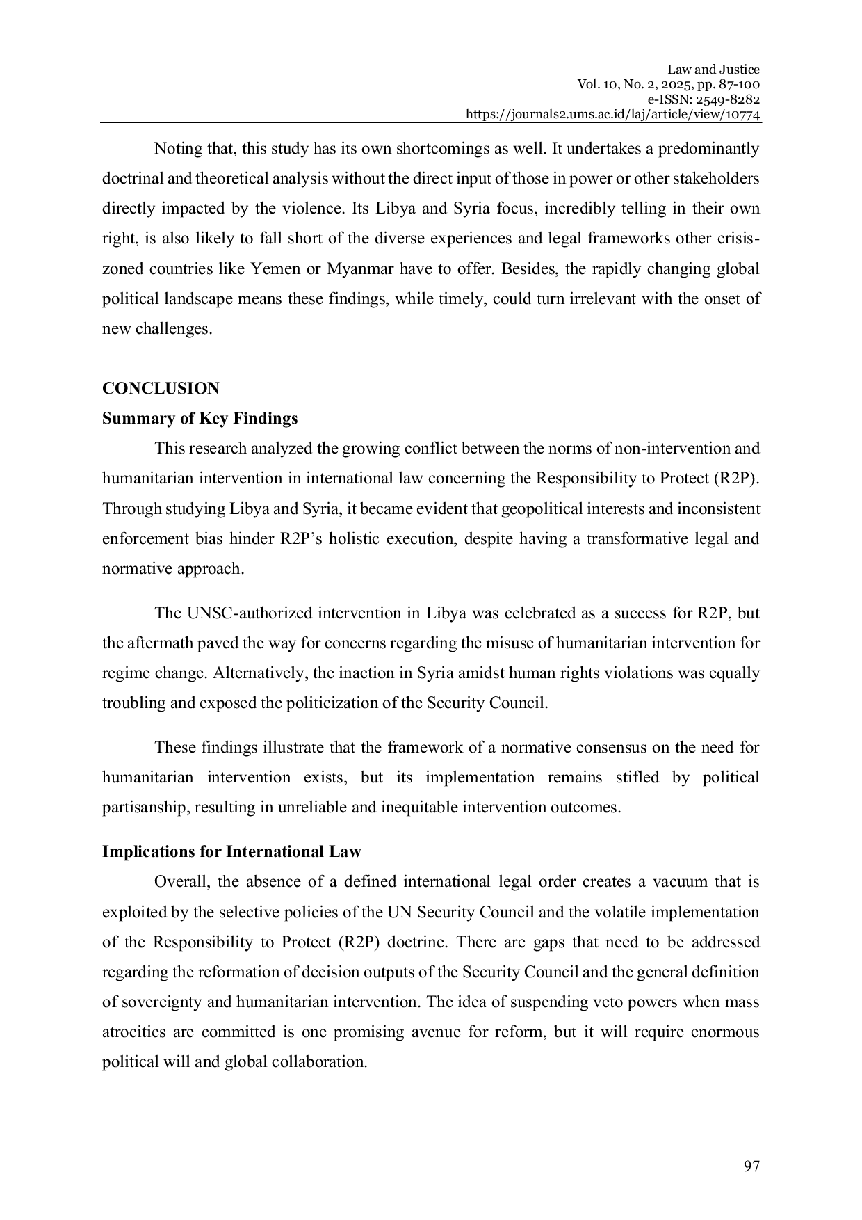 JURIS The Principle of Non Intervention in the Age of Humanitarian Crises