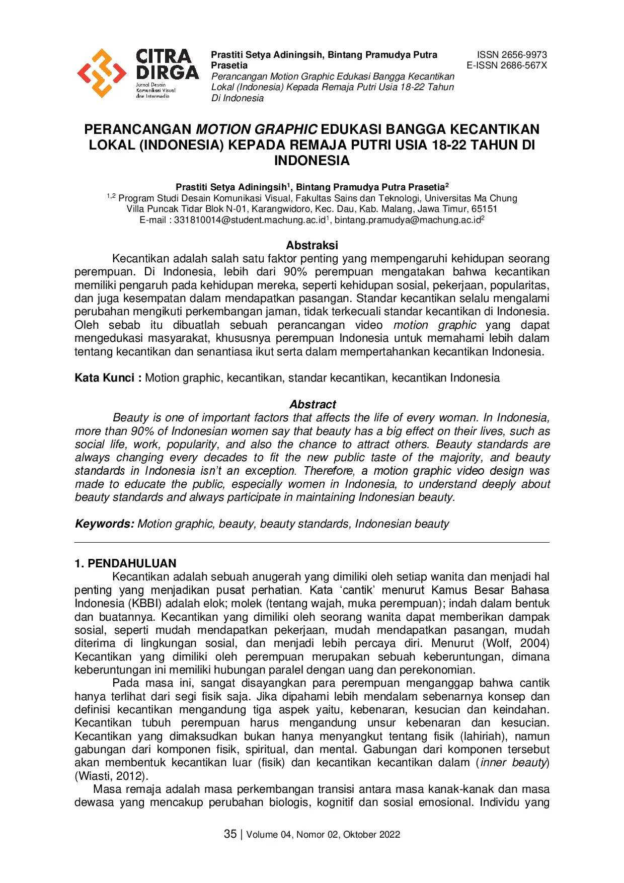 juris Perancangan Motion Graphic Bangga Kecantikan Lokal Indonesia Kepada Remaja Putri Usia 18 22 Tahun di Indonesia