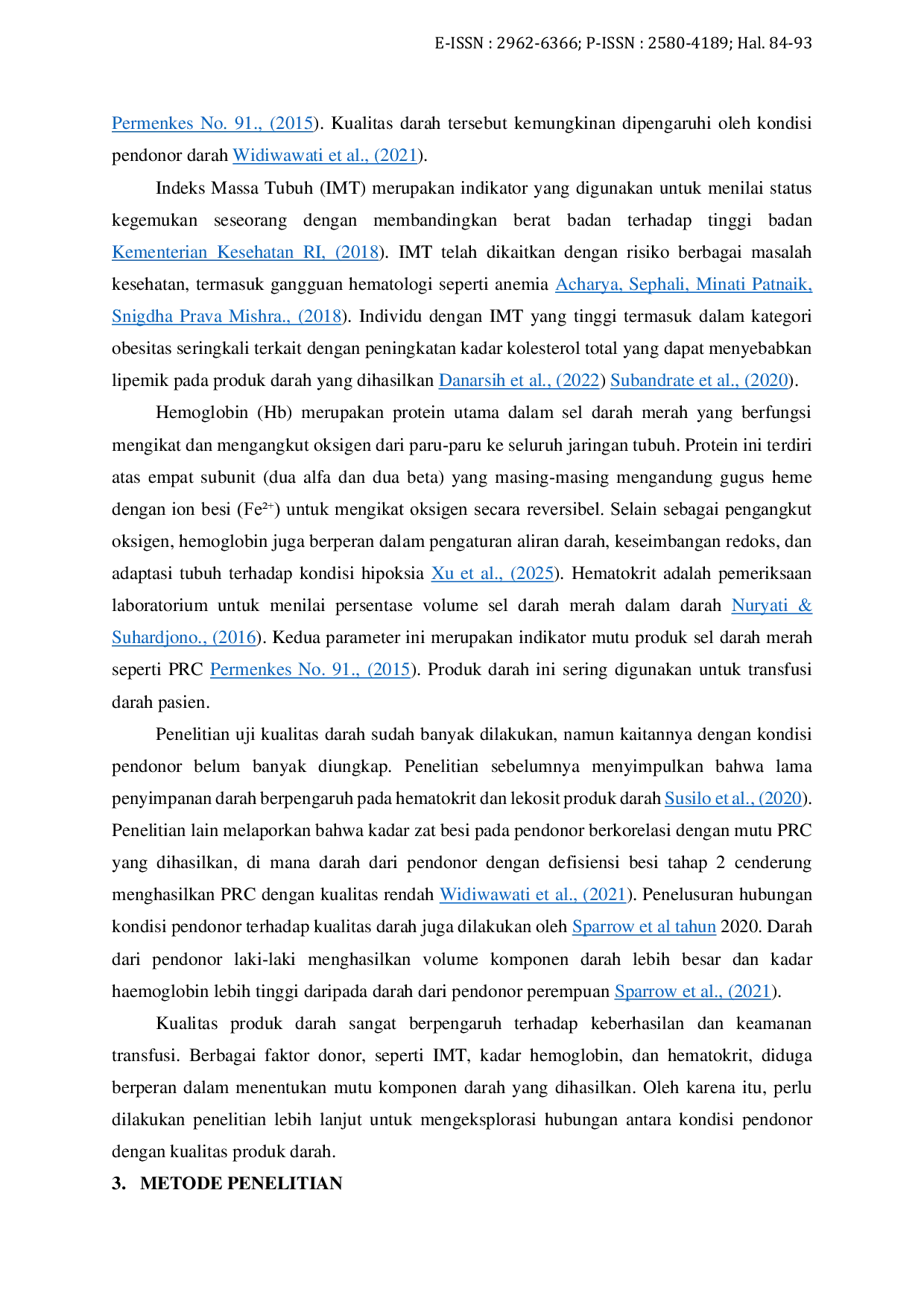 JURIS Hubungan Indeks Massa Tubuh Hemoglobin Hematokrit Pendonor dengan Kualitas Darah