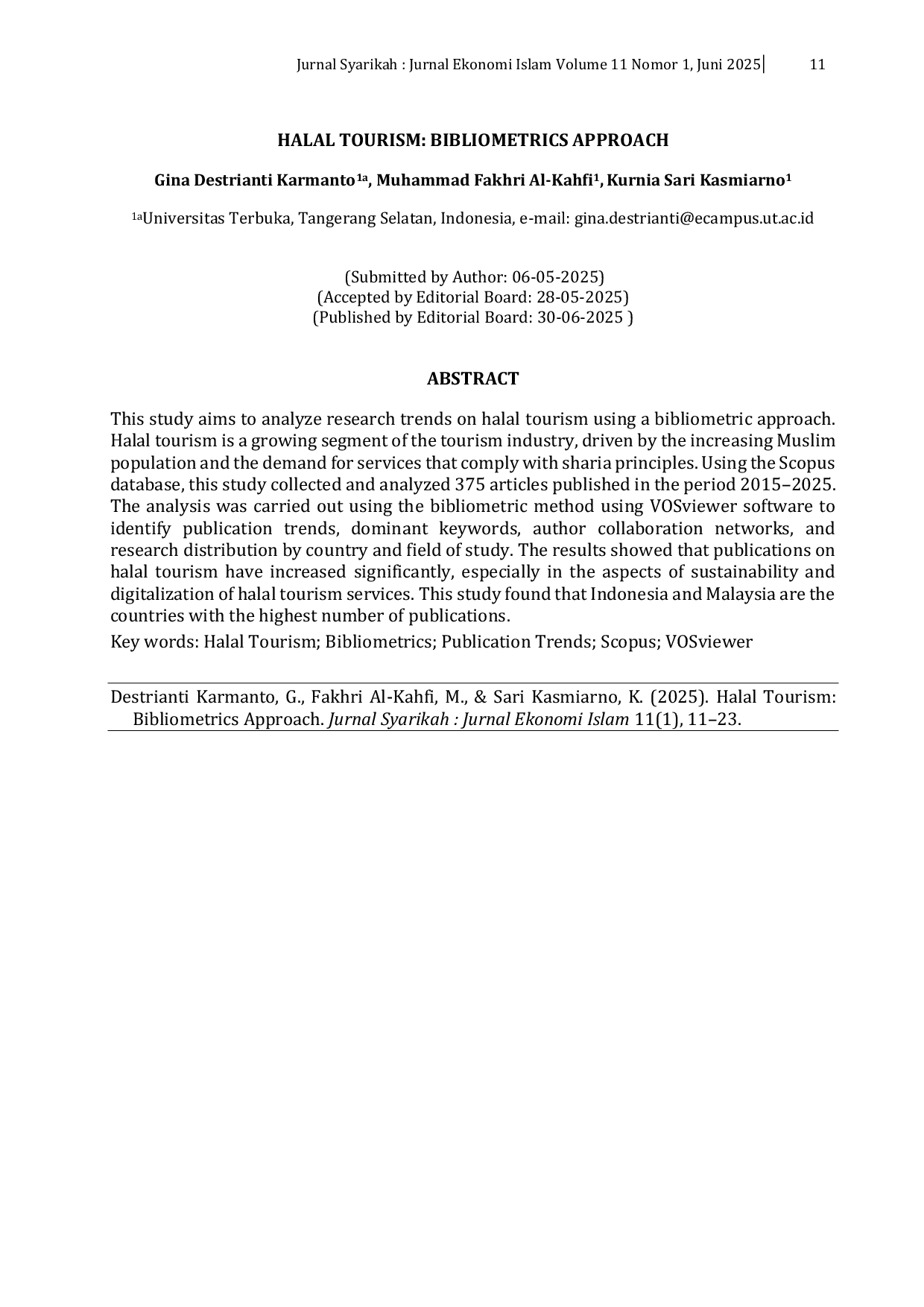 JURIS Halal Tourism Bibliometrics Approach
