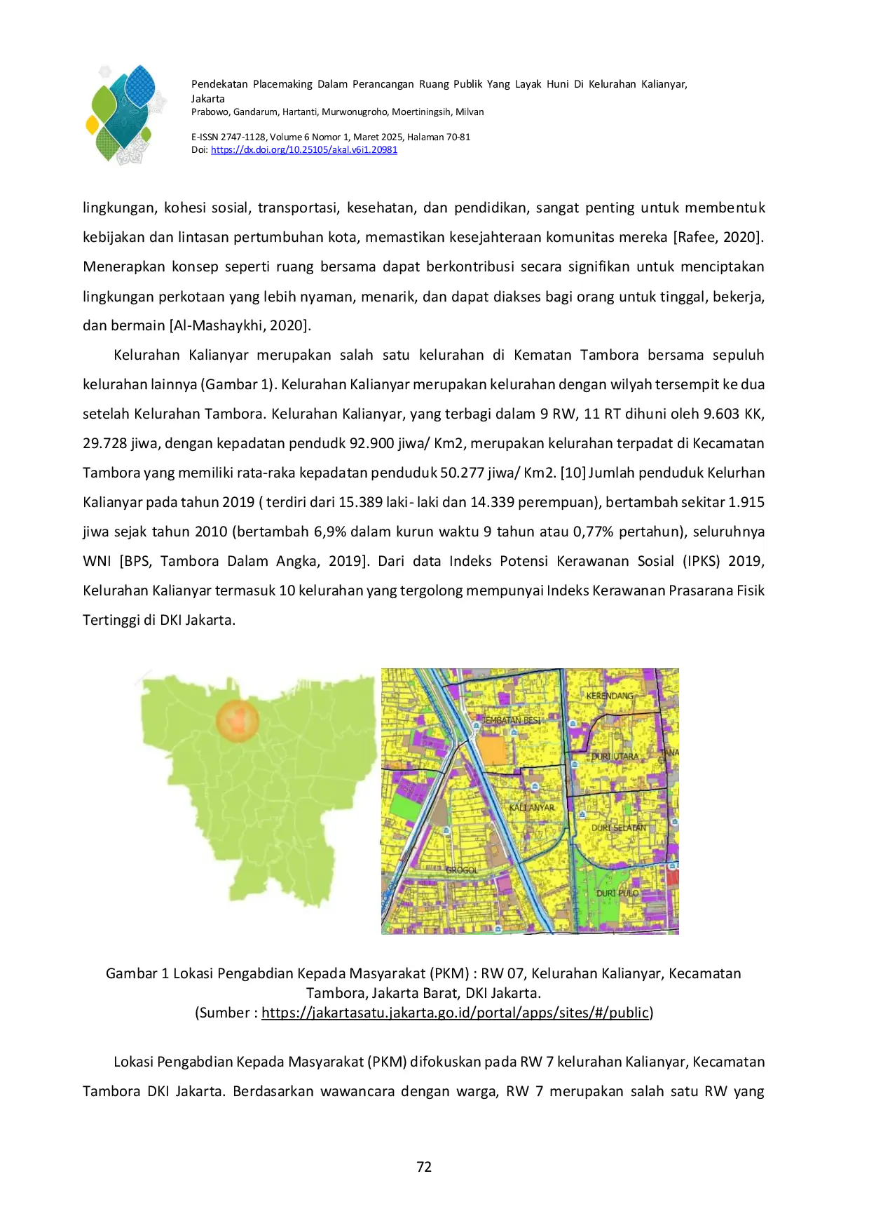 JURIS Pendekatan Placemaking Dalam Perancangan Ruang Publik Yang Layak Huni Di Kelurahan Kalianyar Jakarta