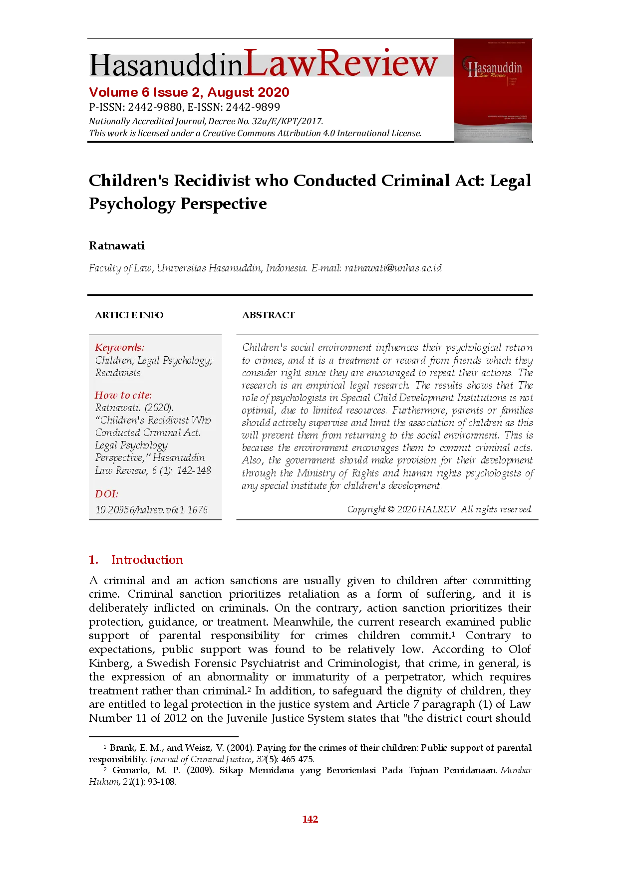 juris Children s Recidivist who Conducted Criminal Act Legal Psychology Perspective