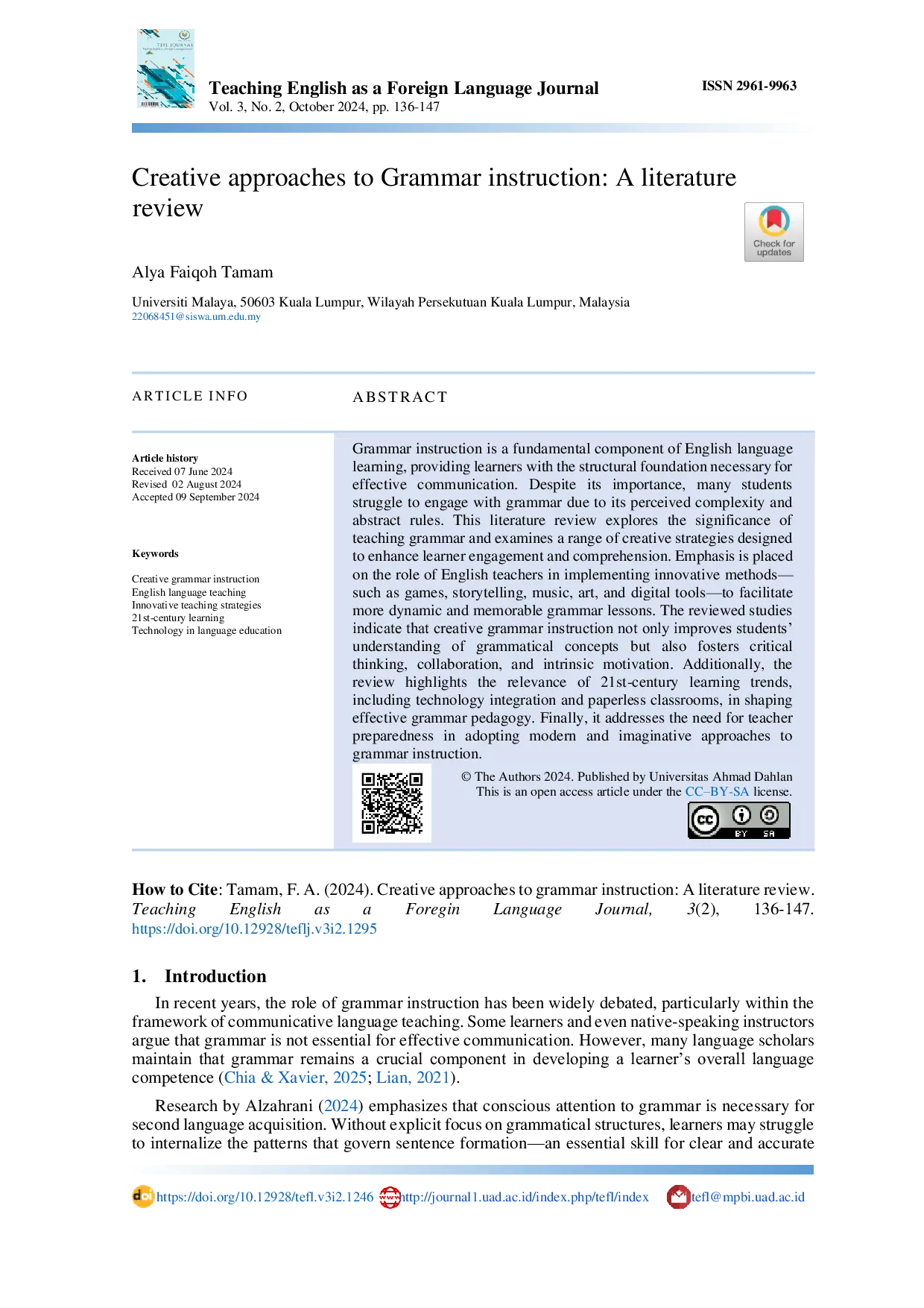 JURIS Creative approaches to Grammar instruction A literature review