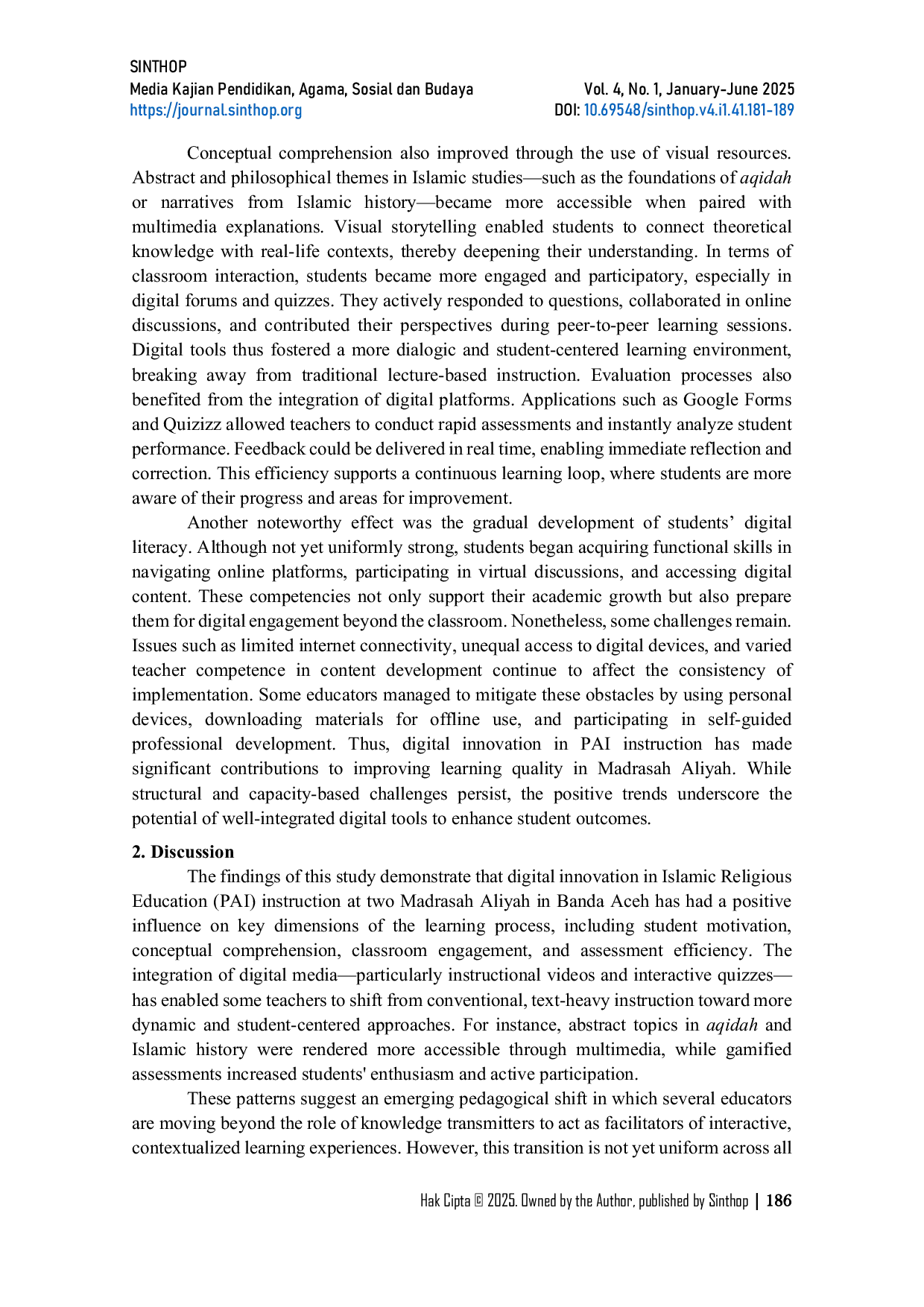 JURIS Digital Innovation in Islamic Religious Education A Study of Madrasah Aliyah in Banda Aceh