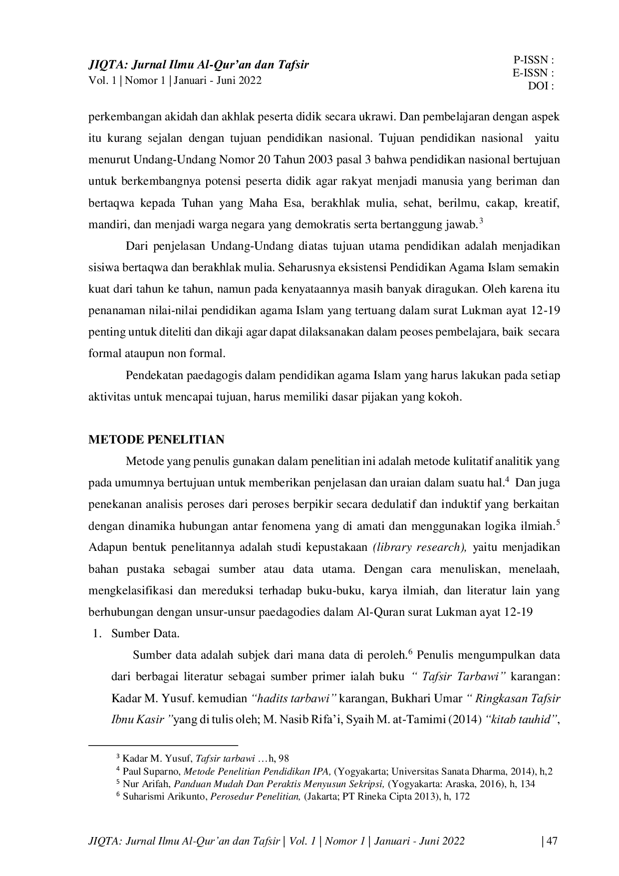 JURIS Unsur Paedagogis Dalam Al Quran Studi Deskriptif Surat Lukman Ayat 12 19