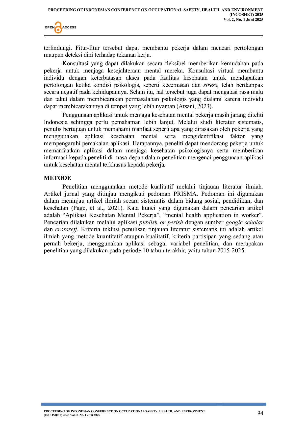 JURIS Peranan Aplikasi Kesehatan Mental Pada Kesejahteraan Pekerja Sebuah Kajian Literatur Sistematis