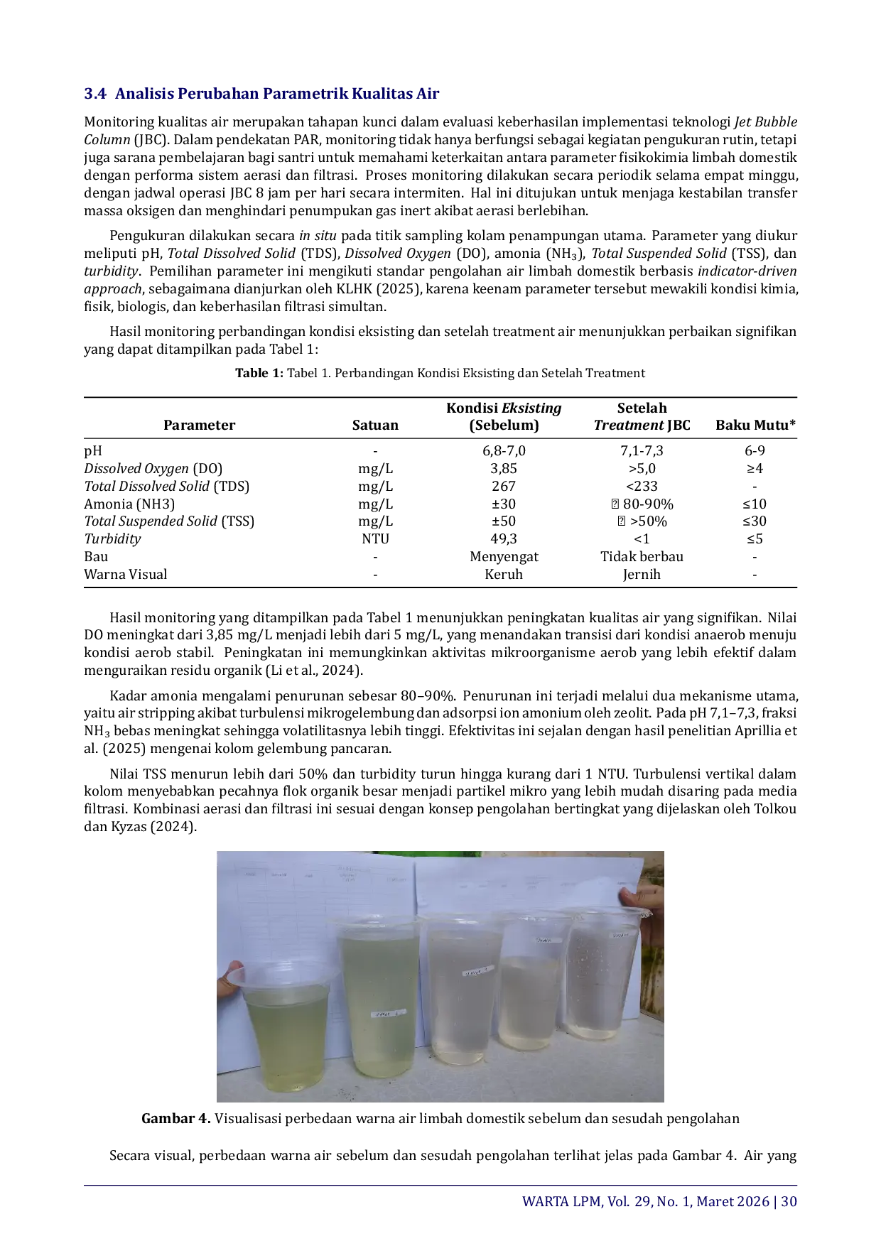 JURIS The Role of Jet Bubble Column Technology in Domestic Wastewater Treatment at Pesantren Zaadul Ma ad