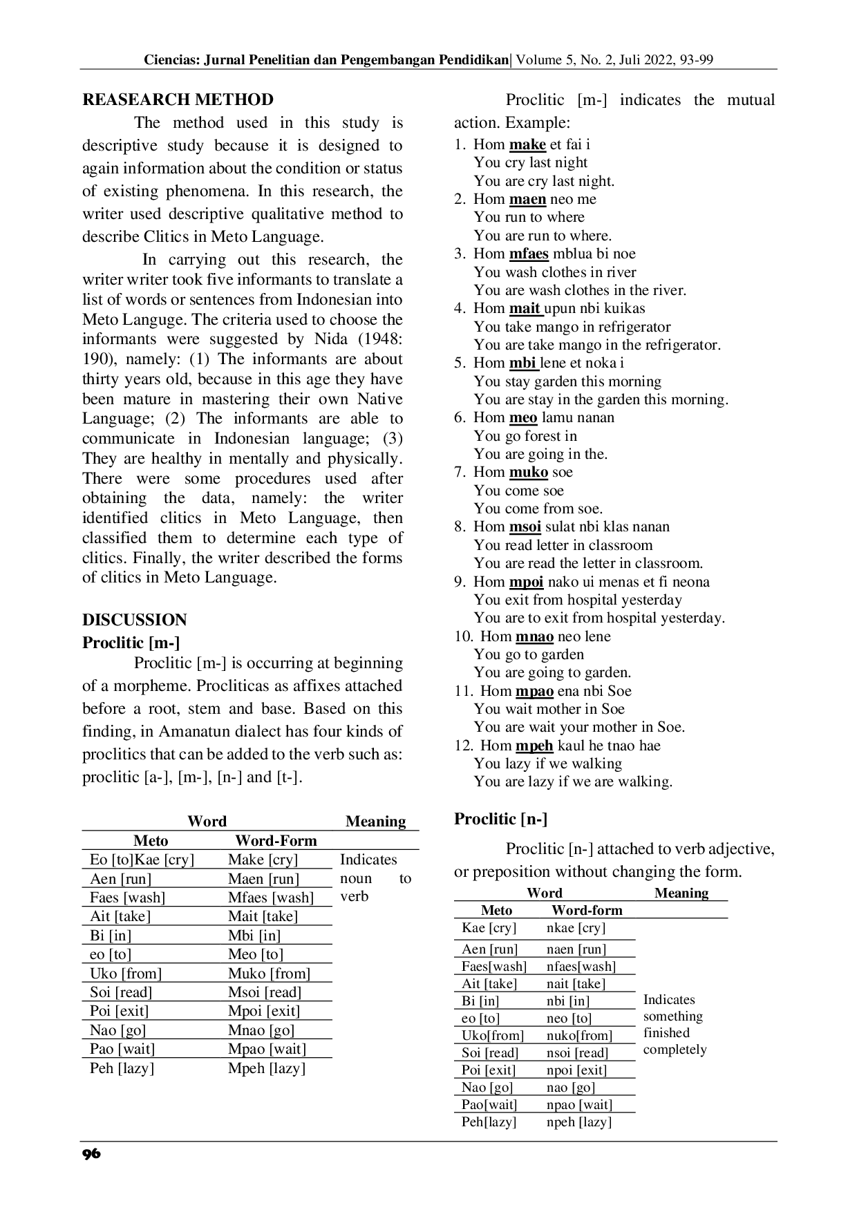 JURIS Clitic in Meto Language