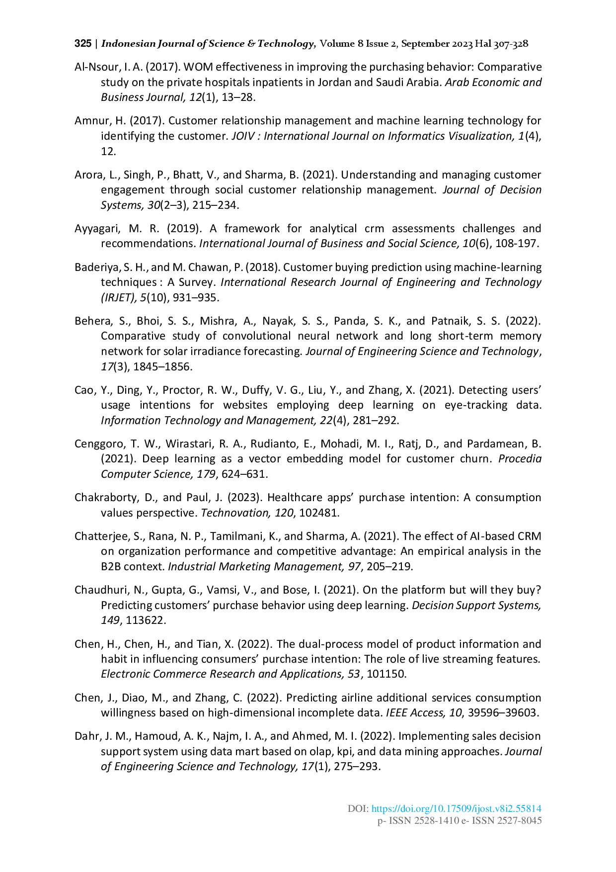 juris Predicting Consumption Intention of Consumer Relationship Management Users Using Deep Learning Techniques A Review