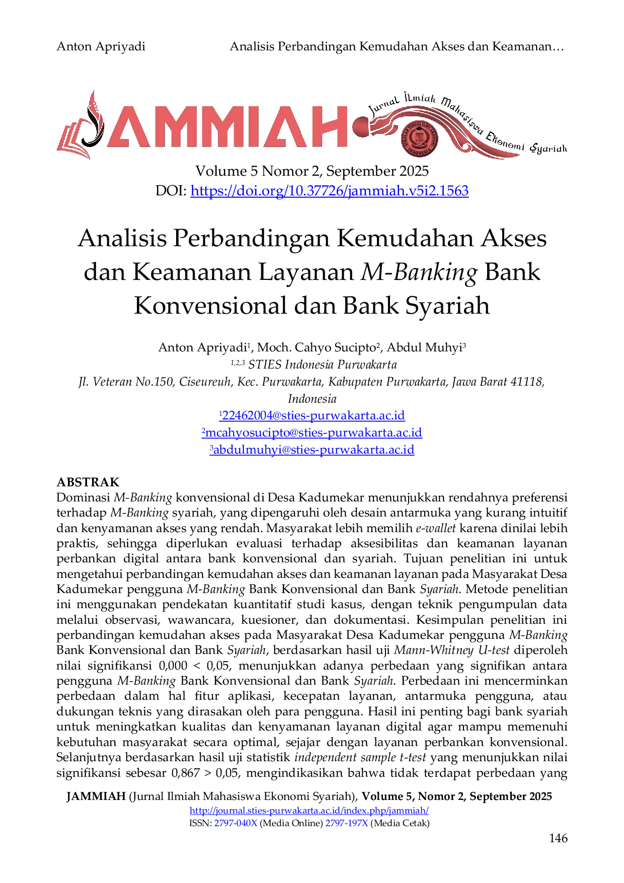JURIS Analisis Perbandingan Kemudahan Akses dan Keamanan Layanan M Banking Bank Konvensional dan Bank Syariah