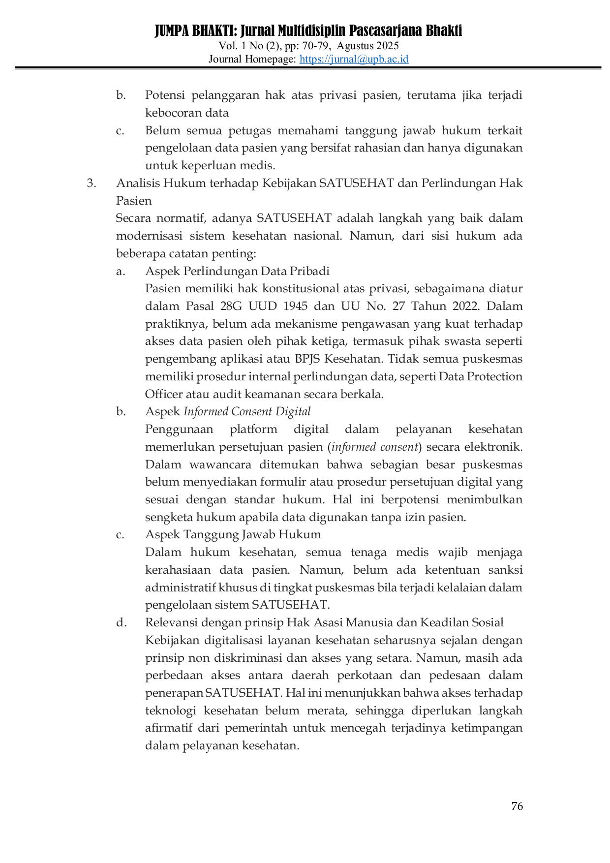 JURIS Kebijakan Pemerintah Terhadap Digitalisasi Layanan Kesehatan Primer Studi Kasus Platform SATUSEHAT